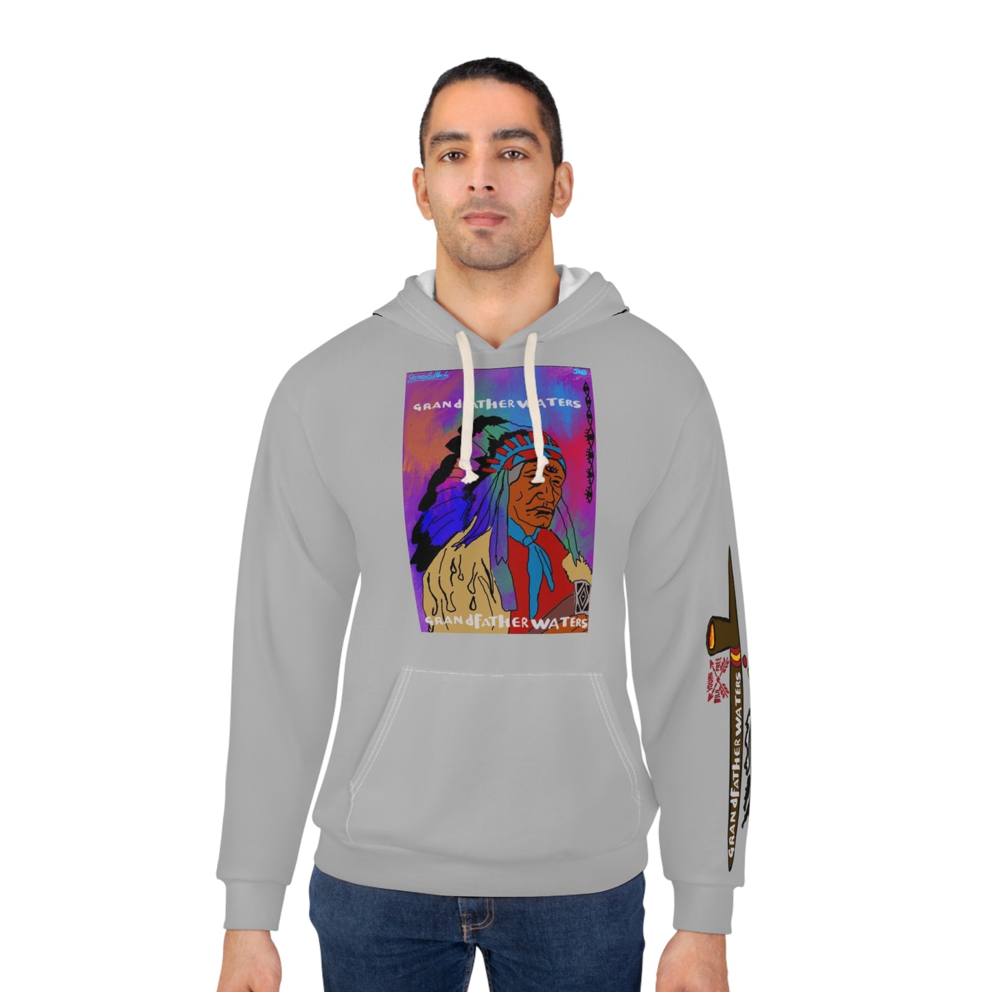 Grandfather Waters Native Chief Hoodie — Colorful Tribal Portrait Pullover