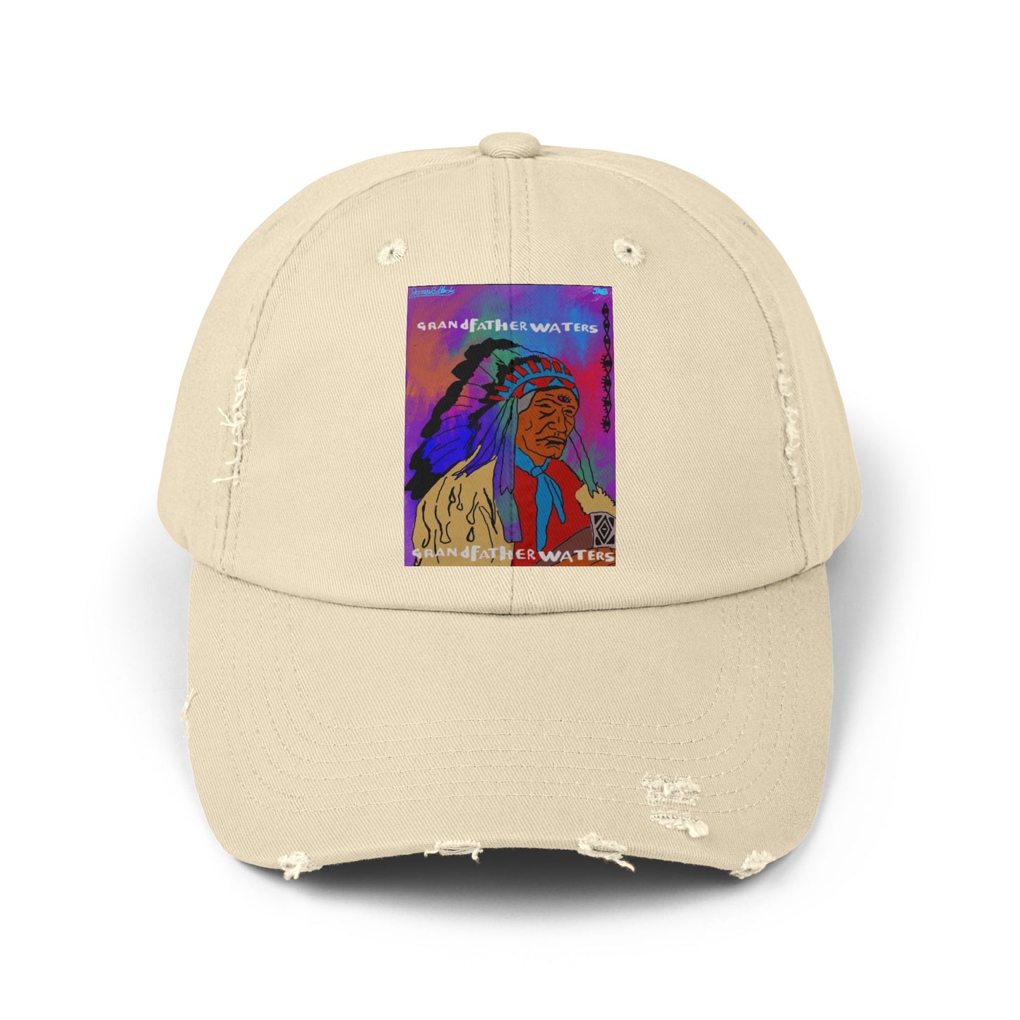 Distressed Baseball Cap — Colorful Native Chief Graphic