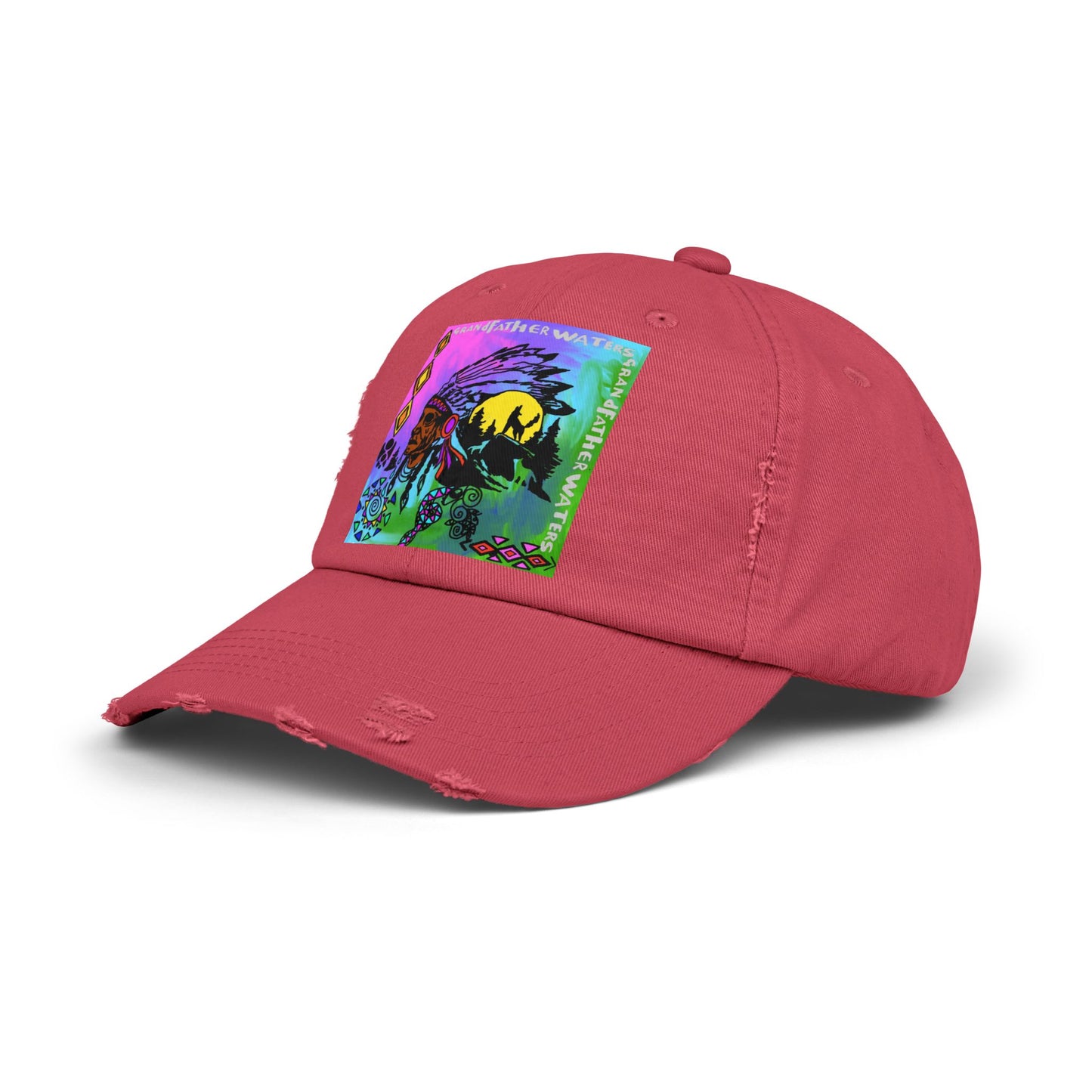 Distressed Cap — Colorful Native Headdress Graphic