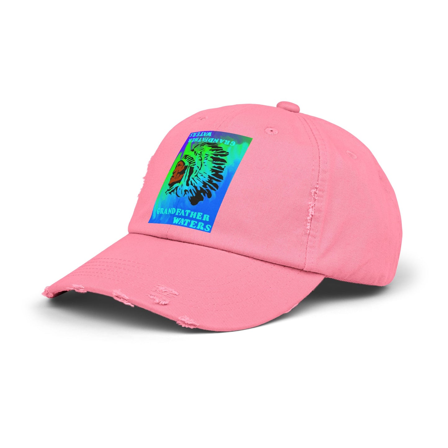 Distressed Cap — Vintage Native Chief 'Grandfather Waters' Tie-Dye Patch