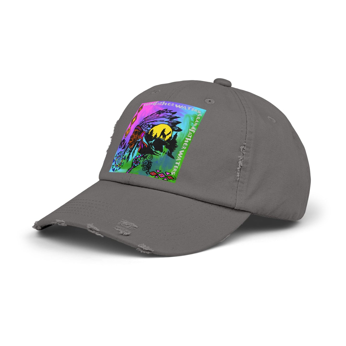 Distressed Cap — Colorful Native Headdress Graphic