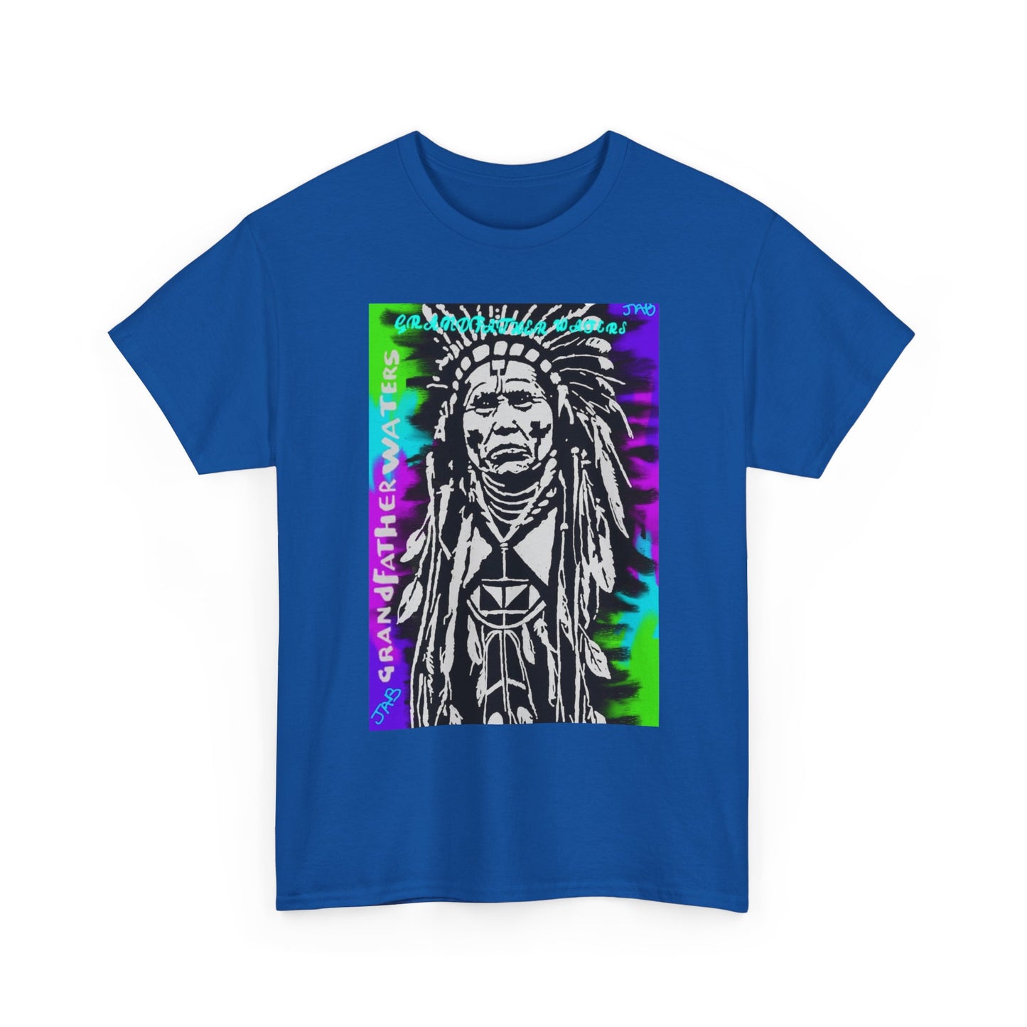 Graphic Tee — Psychedelic Native Chief Portrait T-Shirt Grandfather Waters