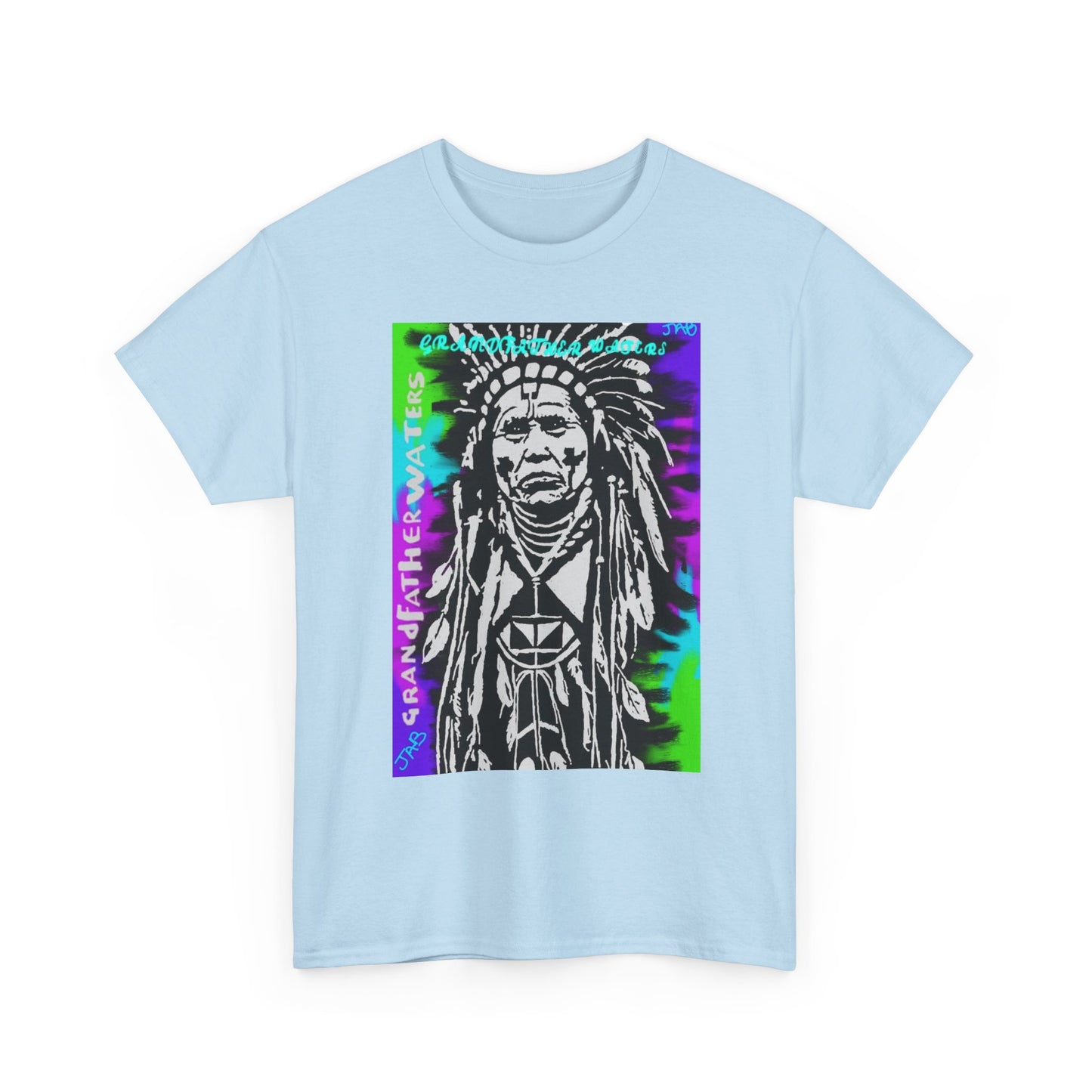 Graphic Tee — Psychedelic Native Chief Portrait T-Shirt Grandfather Waters