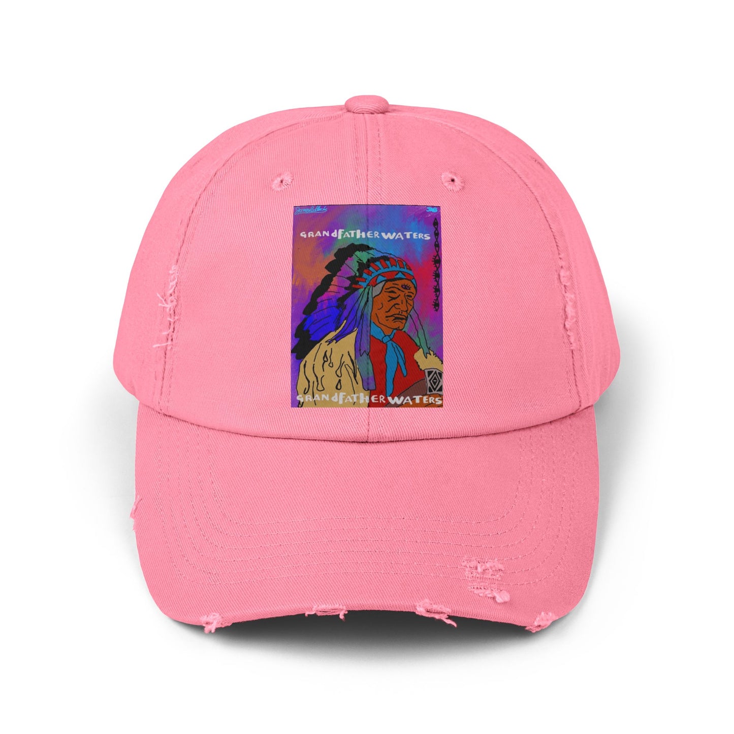 Distressed Baseball Cap — Colorful Native Chief Graphic