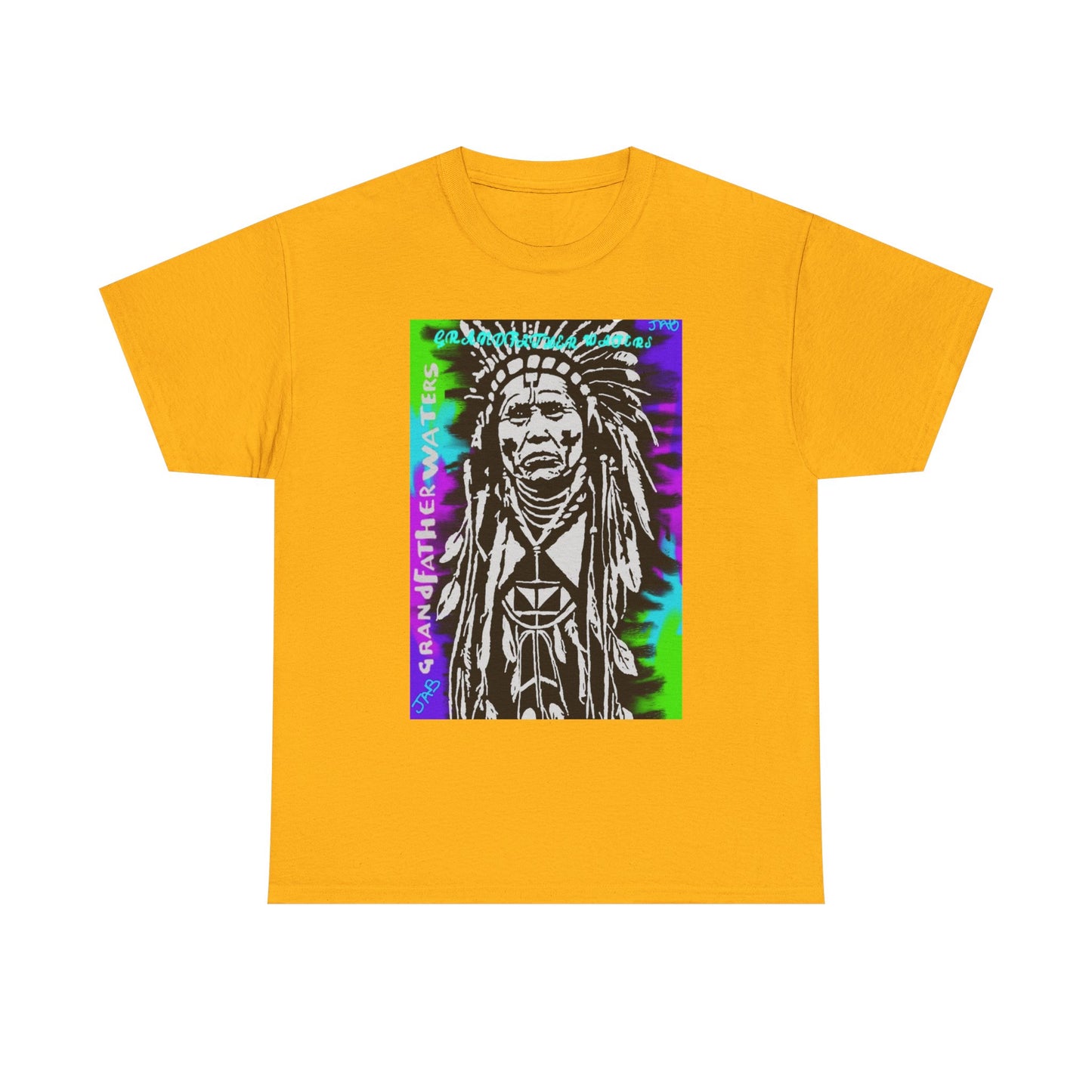 Graphic Tee — Psychedelic Native Chief Portrait T-Shirt Grandfather Waters