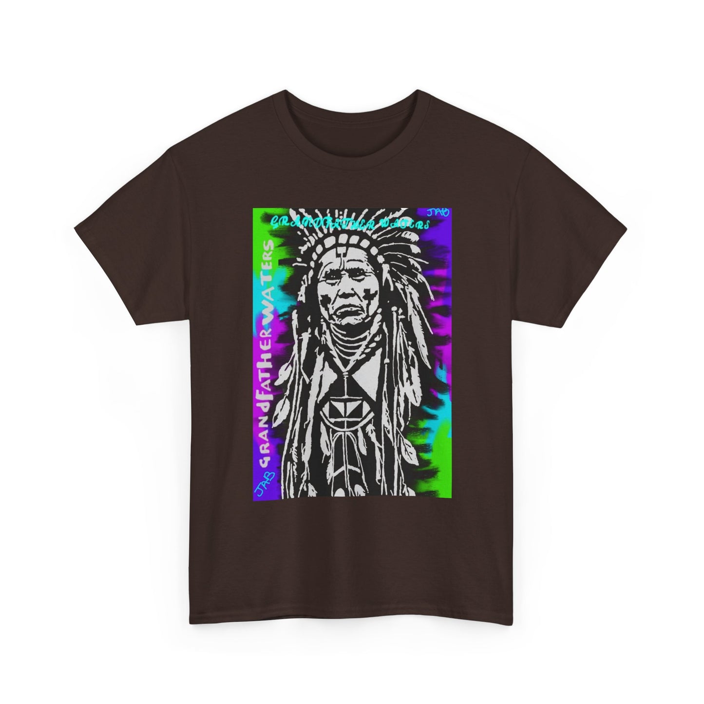 Graphic Tee — Psychedelic Native Chief Portrait T-Shirt Grandfather Waters