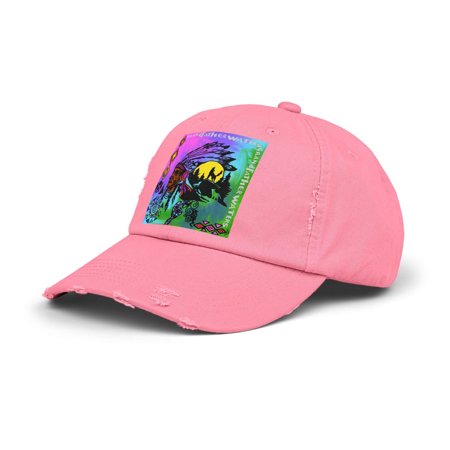 Distressed Cap — Colorful Native Headdress Graphic