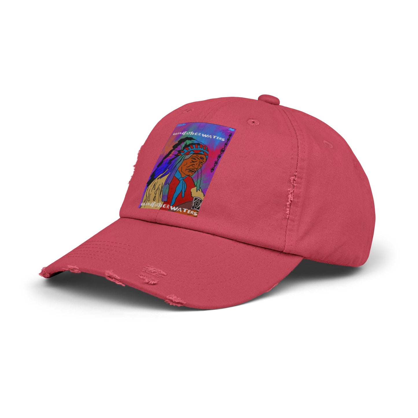 Distressed Baseball Cap — Colorful Native Chief Graphic