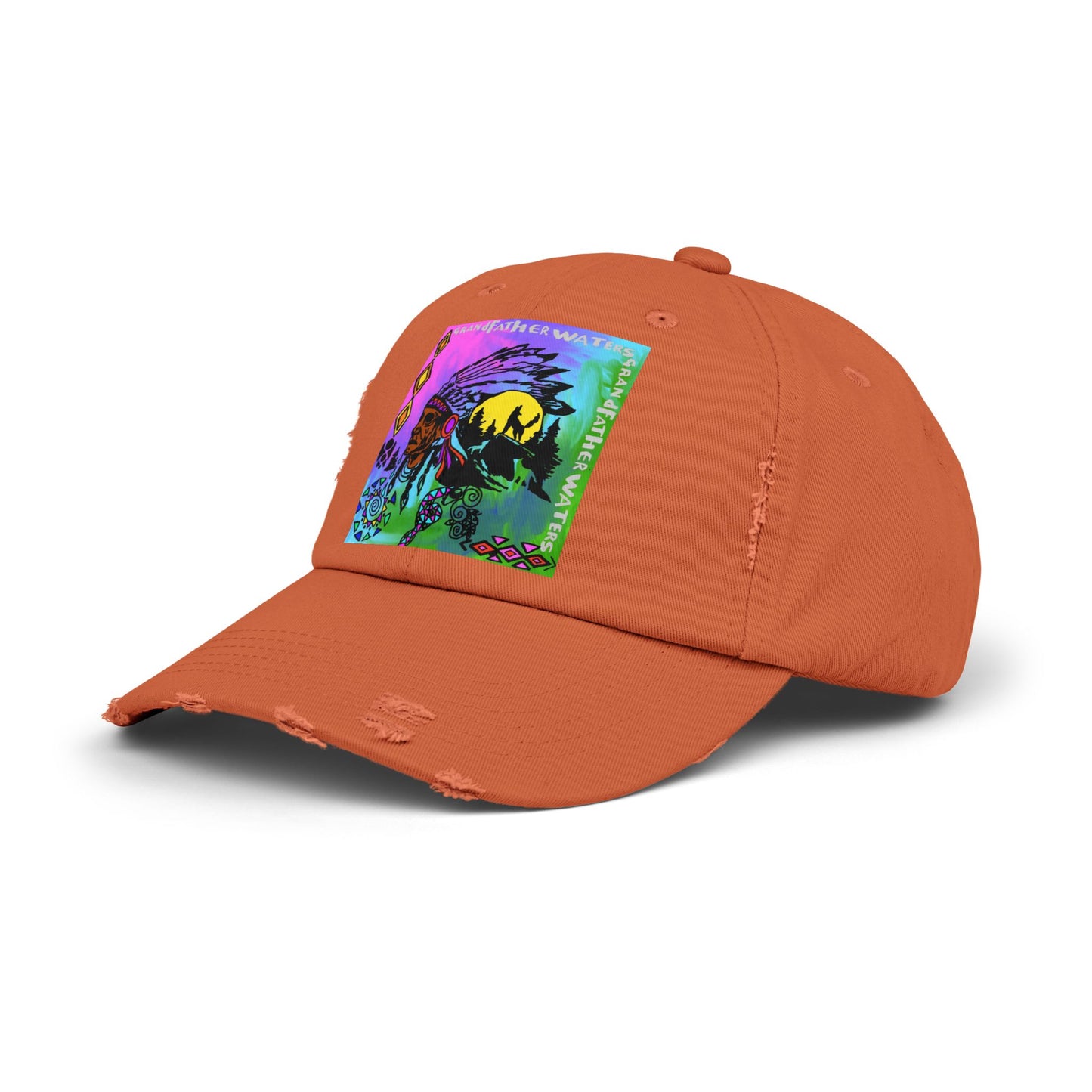 Distressed Cap — Colorful Native Headdress Graphic