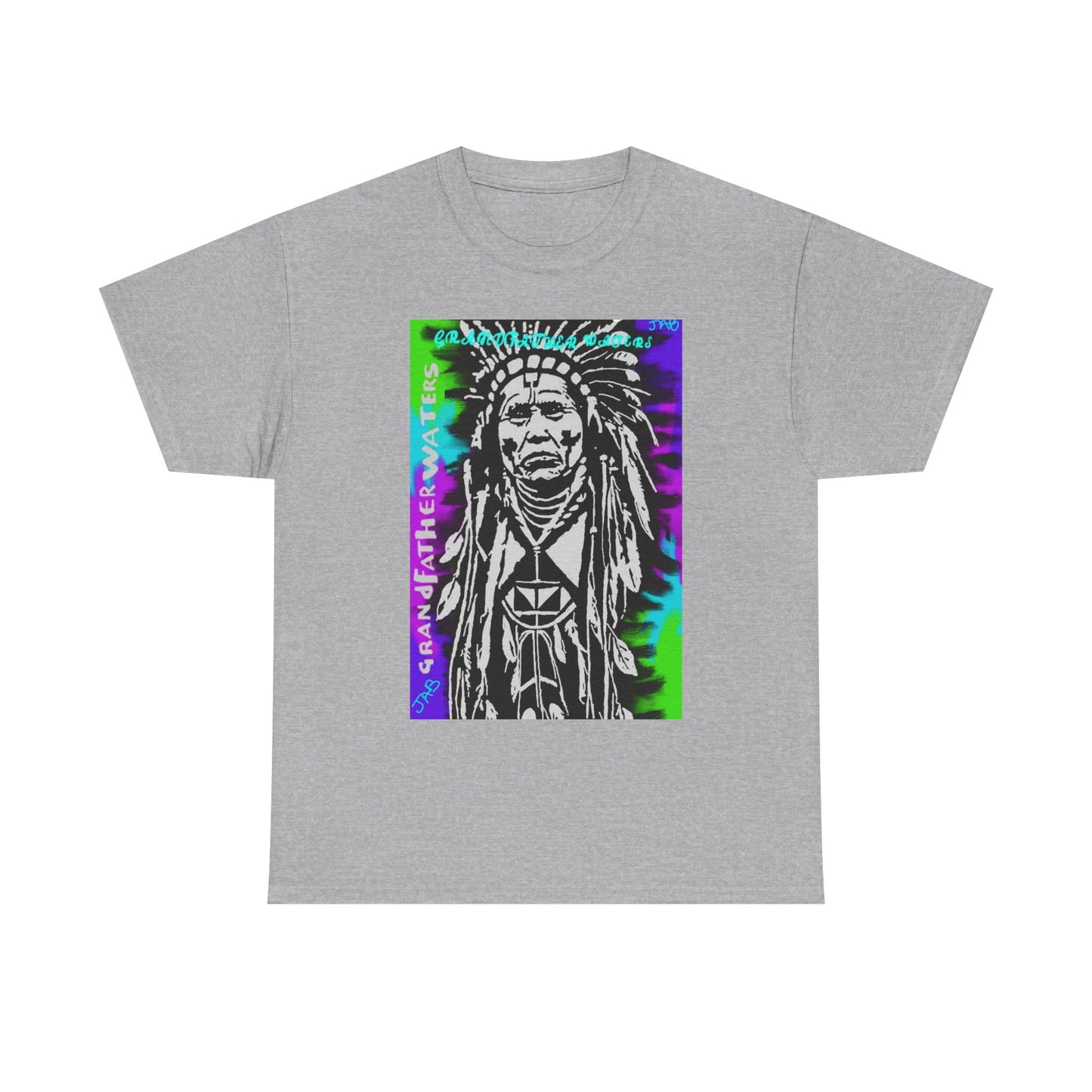 Graphic Tee — Psychedelic Native Chief Portrait T-Shirt Grandfather Waters