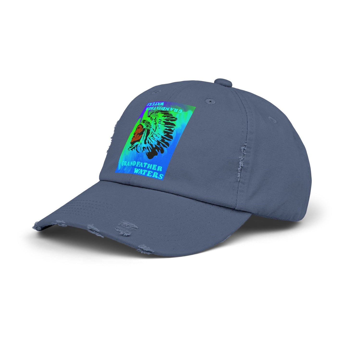 Distressed Cap — Vintage Native Chief 'Grandfather Waters' Tie-Dye Patch