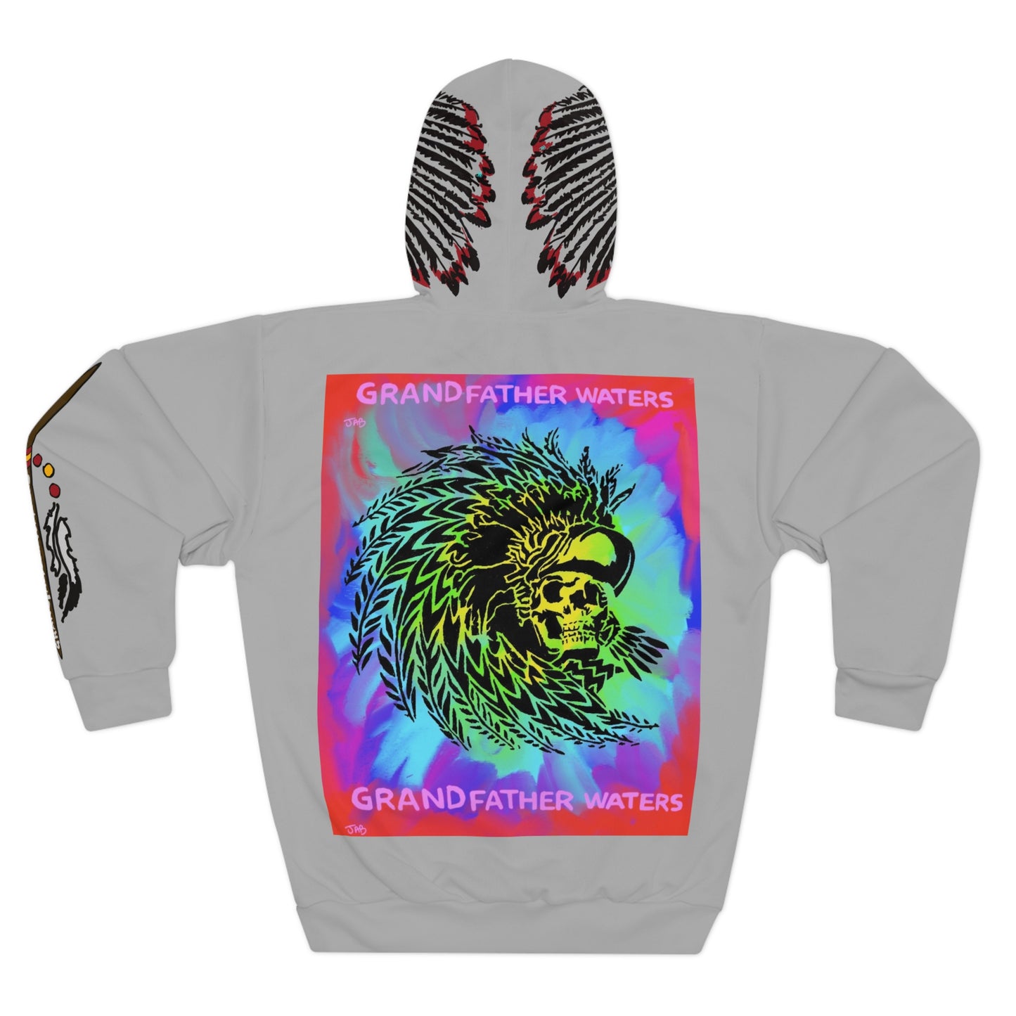 Native Skull Headdress Hoodie — "Grandfather Waters" Graphic Pullover