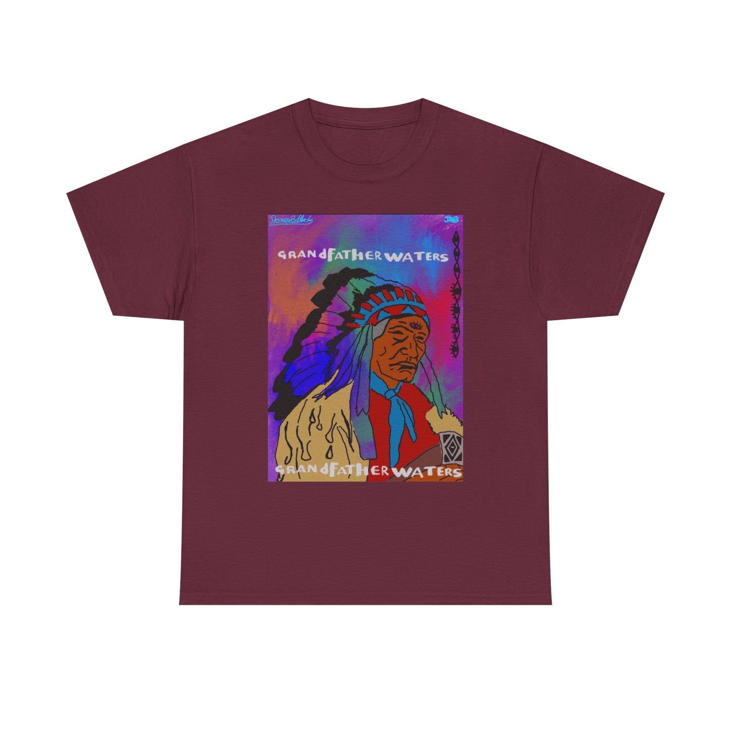 Graphic Tee — 'Grandfather Waters' Native Chief Portrait Art T-Shirt