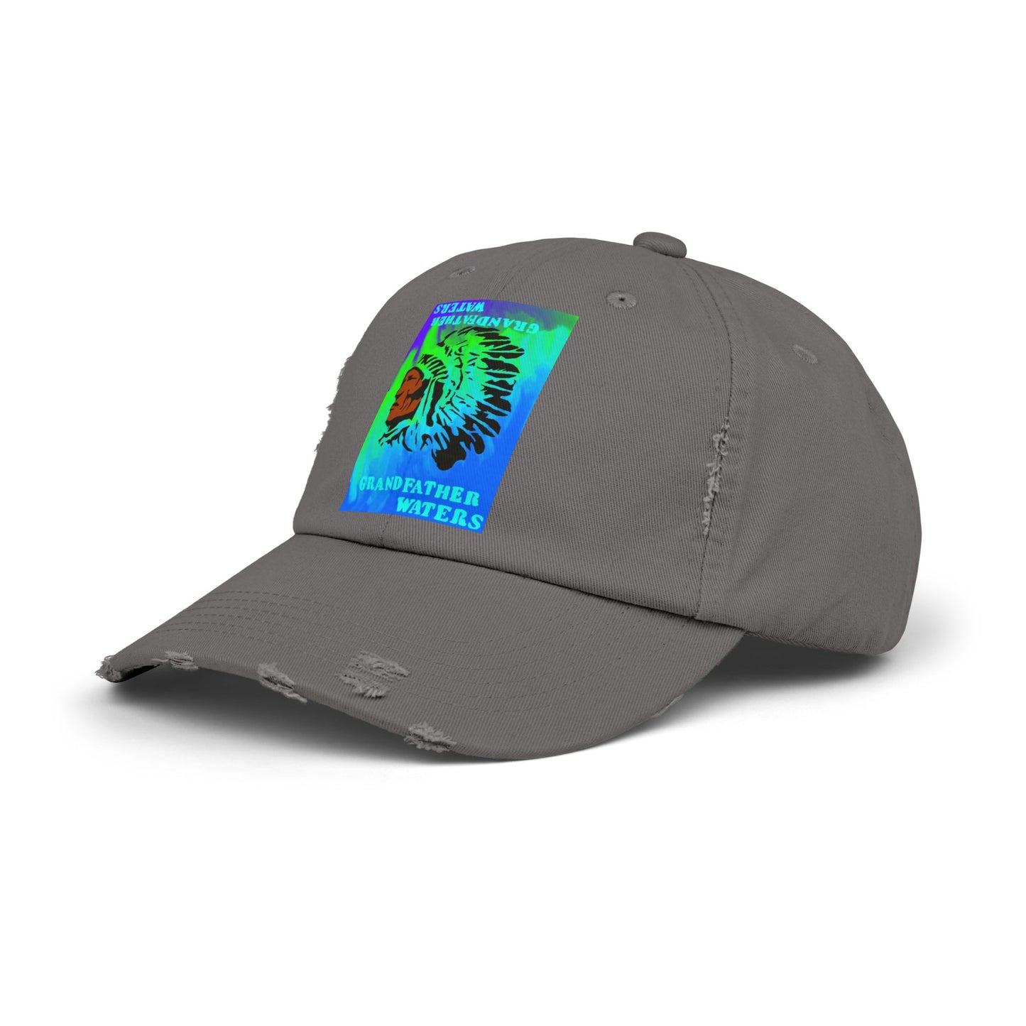 Distressed Cap — Vintage Native Chief 'Grandfather Waters' Tie-Dye Patch