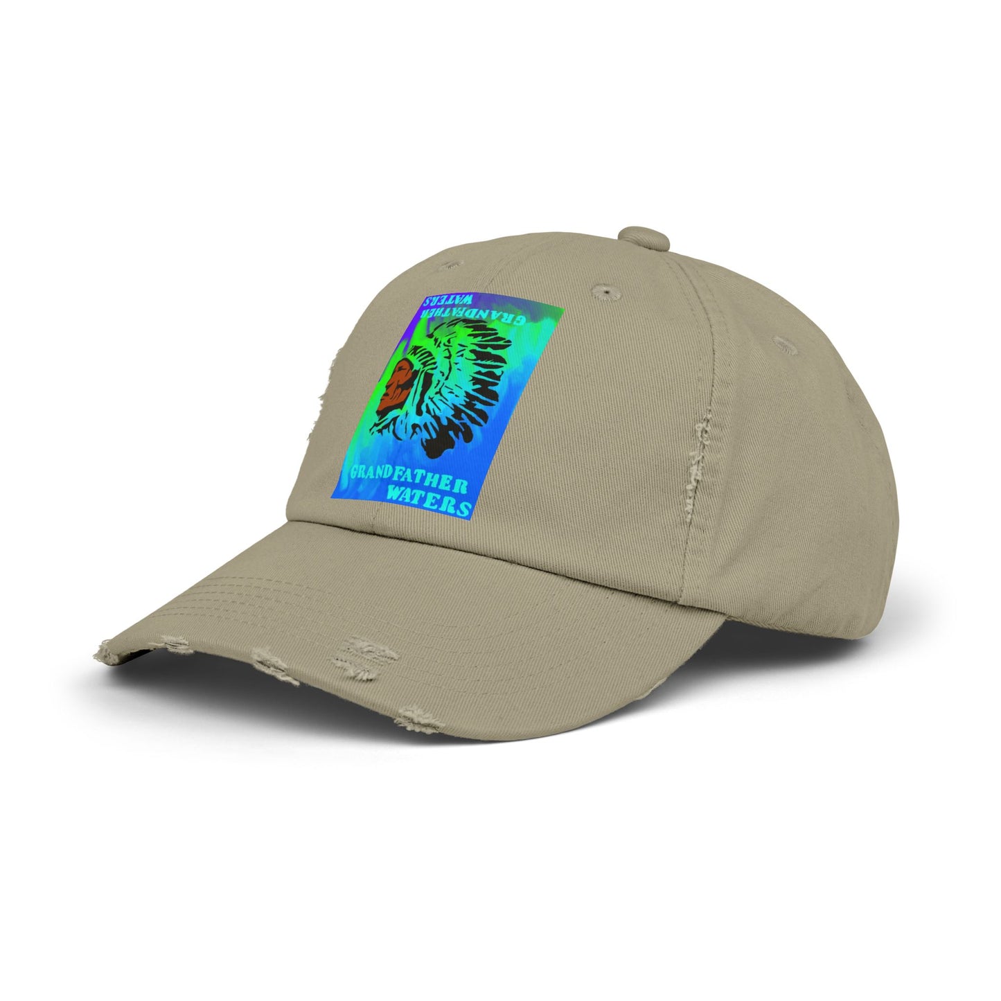 Distressed Cap — Vintage Native Chief 'Grandfather Waters' Tie-Dye Patch