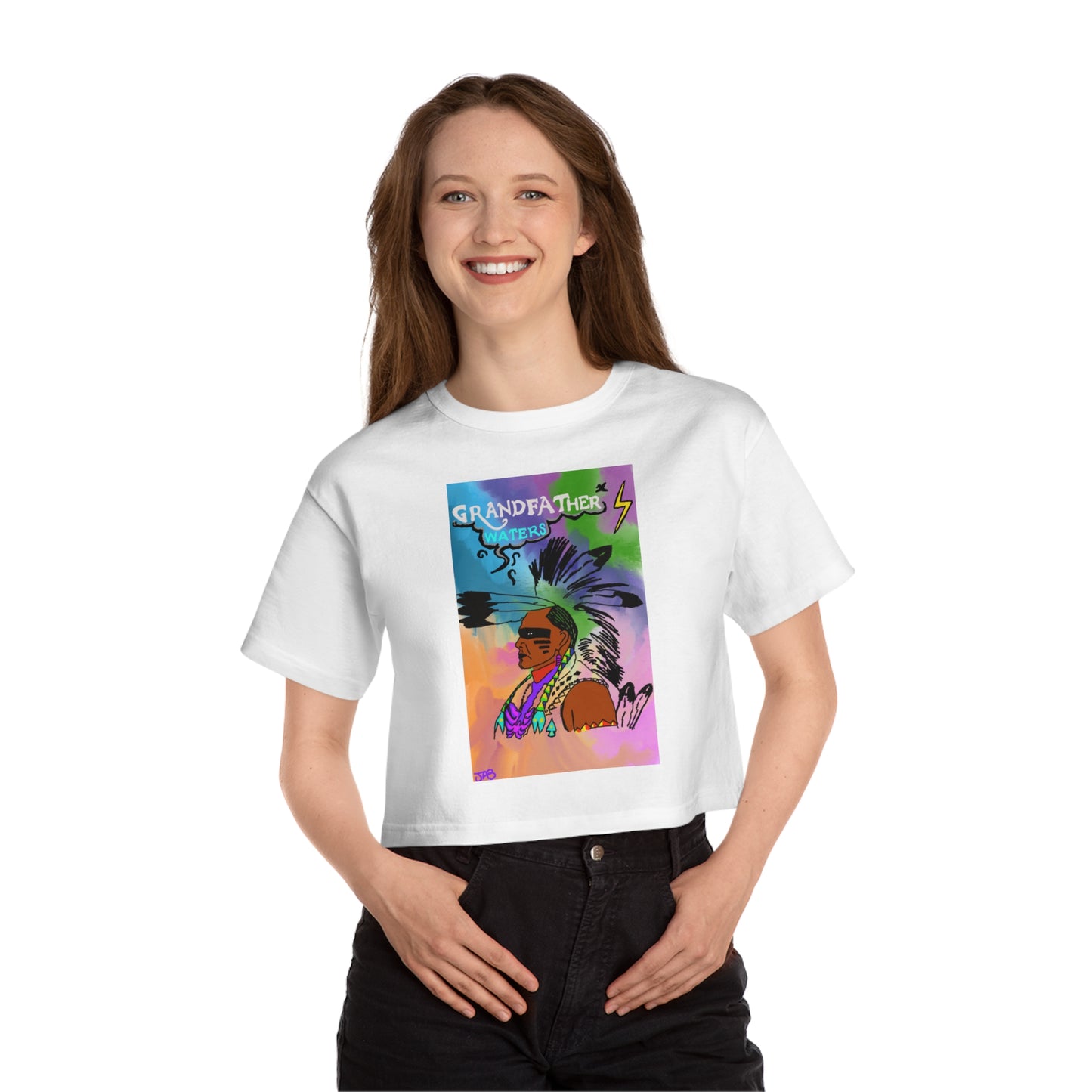 Cropped T-Shirt Native American Grandfather Waters Design