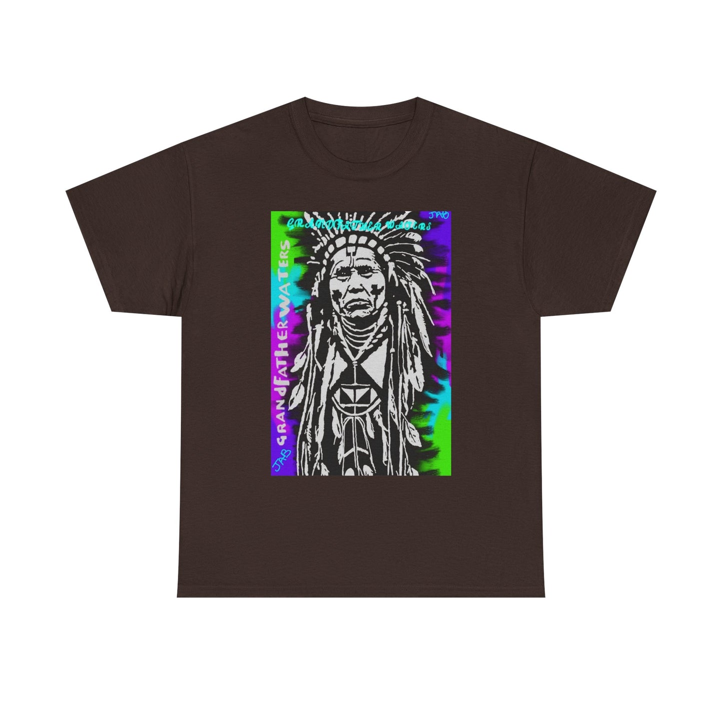 Graphic Tee — Psychedelic Native Chief Portrait T-Shirt Grandfather Waters