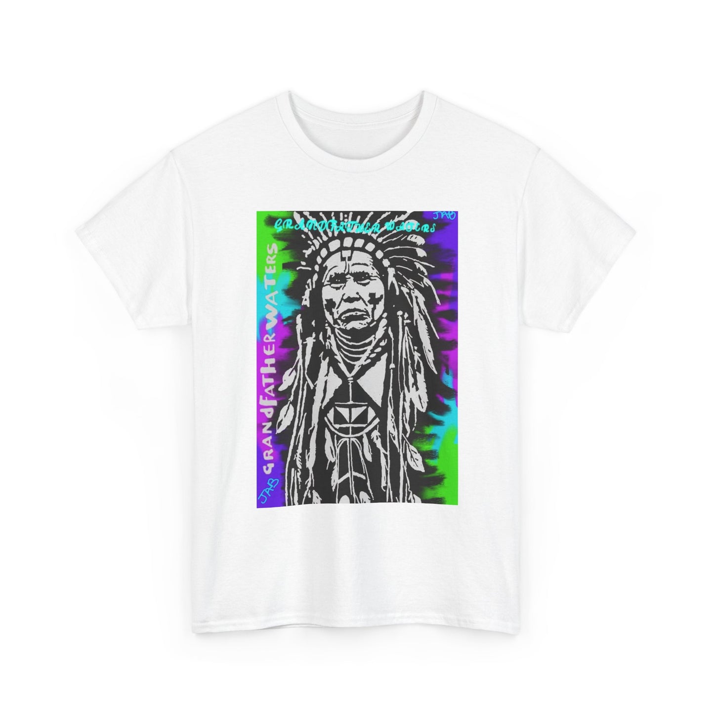 Graphic Tee — Psychedelic Native Chief Portrait T-Shirt Grandfather Waters