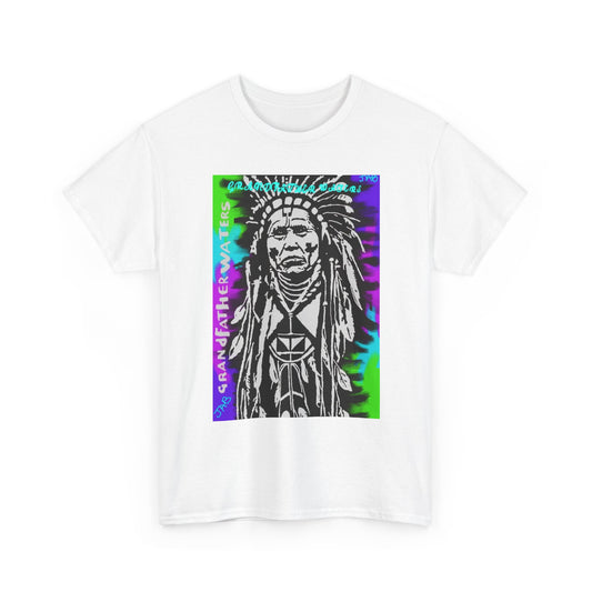 Graphic Tee — Psychedelic Native Chief Portrait T-Shirt Grandfather Waters