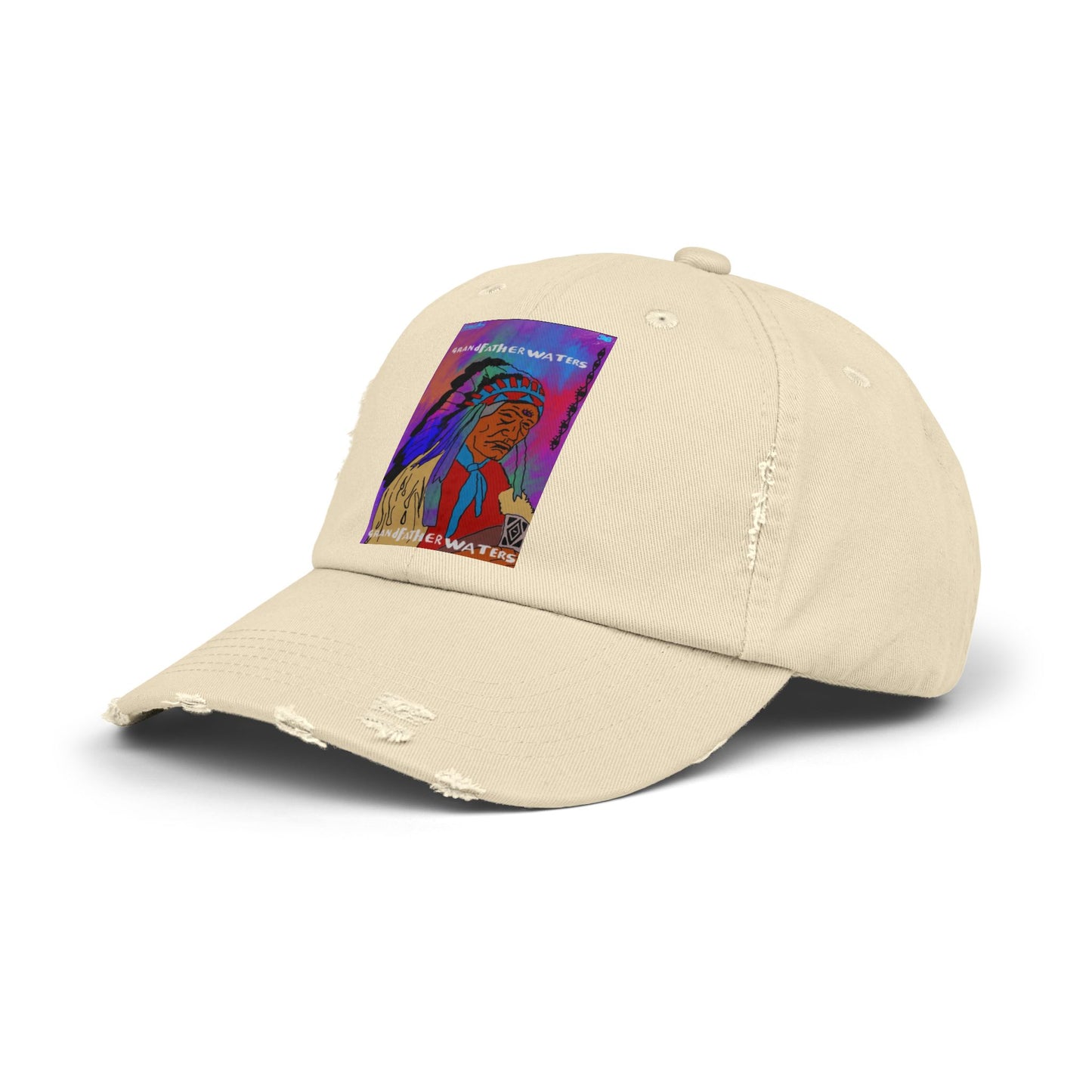 Distressed Baseball Cap — Colorful Native Chief Graphic