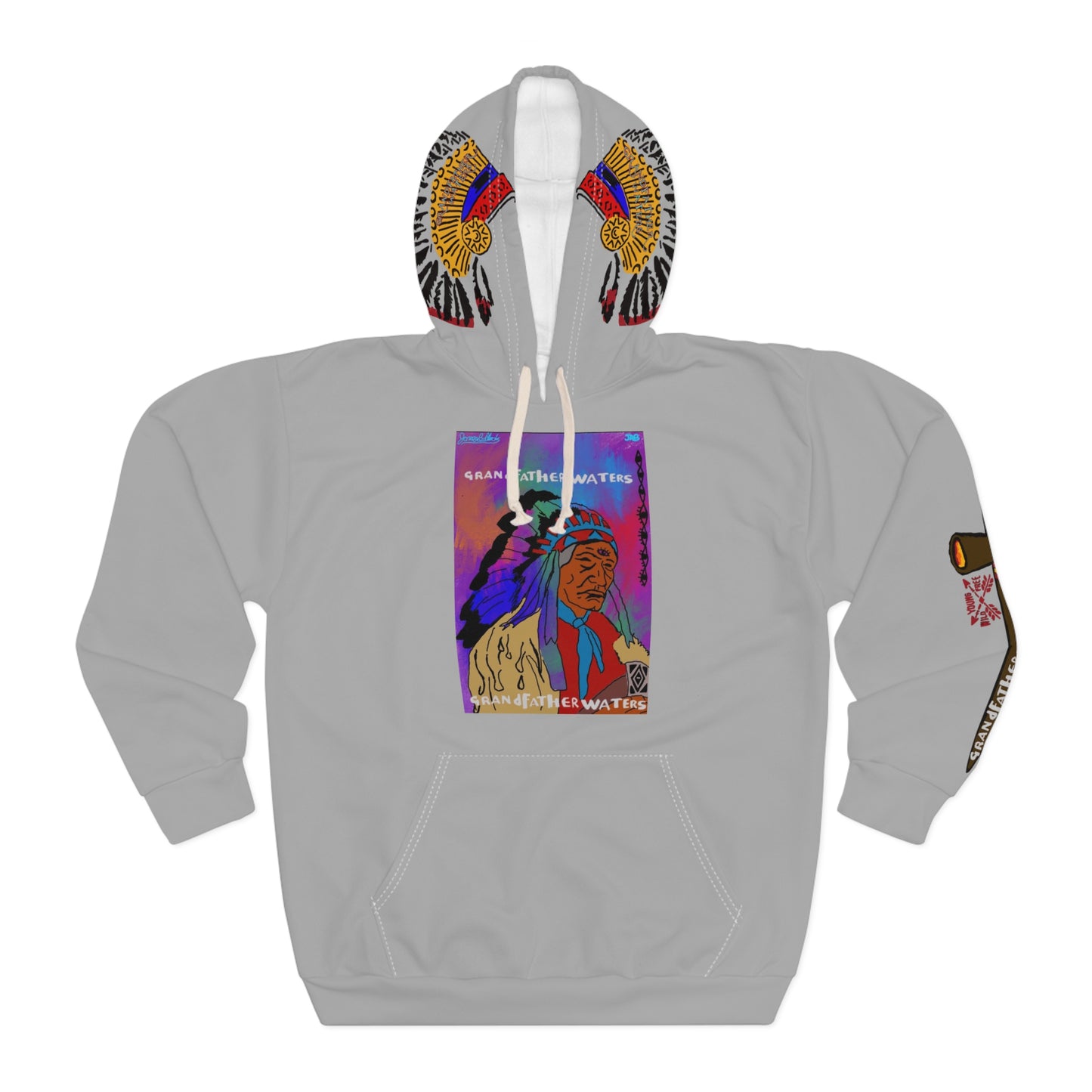 Grandfather Waters Native Chief Hoodie — Colorful Tribal Portrait Pullover