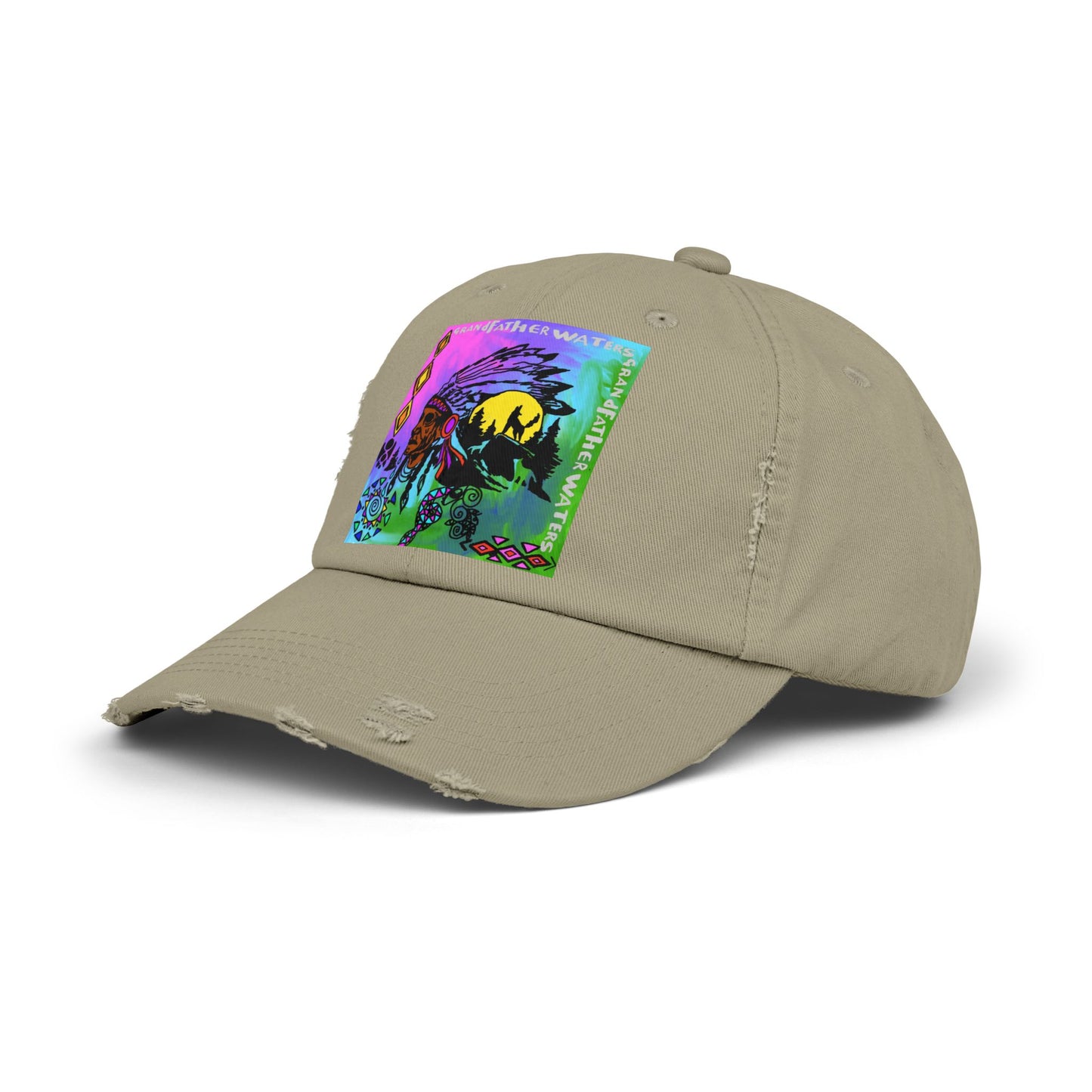 Distressed Cap — Colorful Native Headdress Graphic