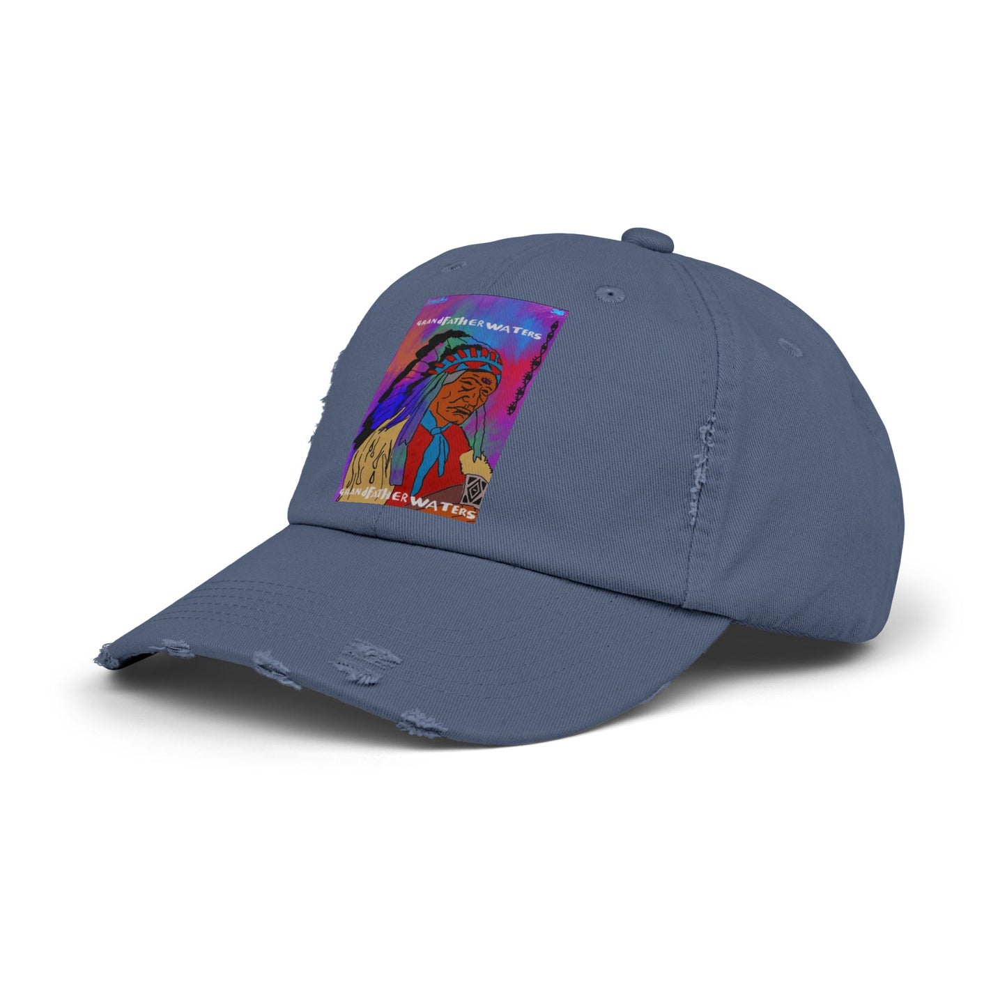 Distressed Baseball Cap — Colorful Native Chief Graphic