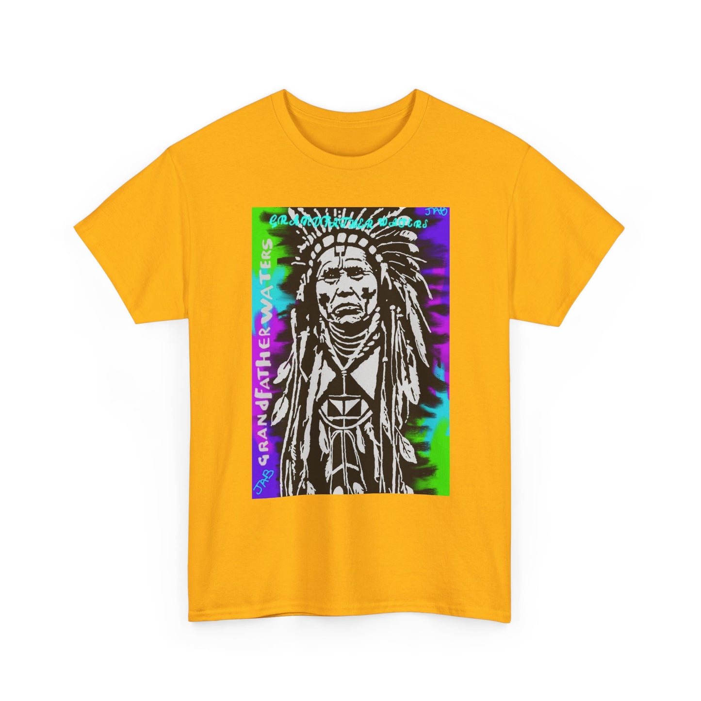 Graphic Tee — Psychedelic Native Chief Portrait T-Shirt Grandfather Waters