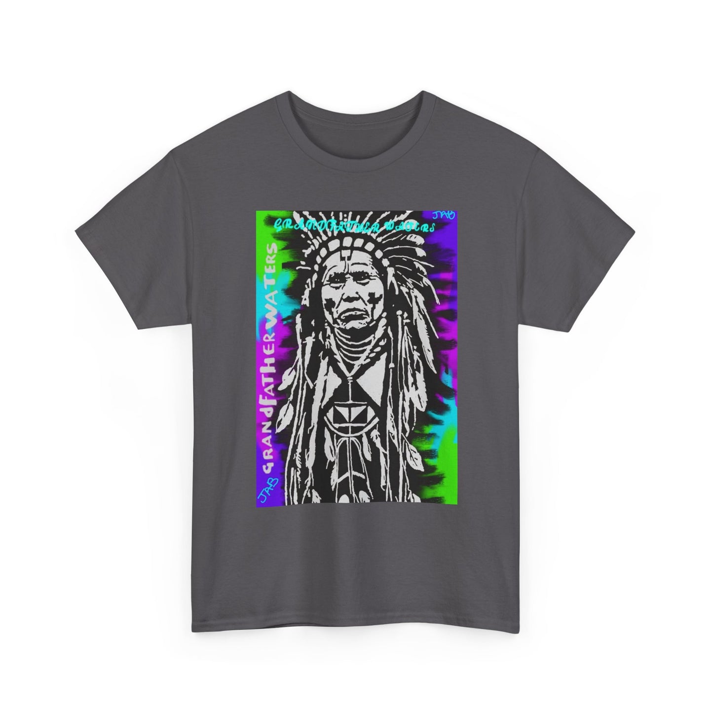 Graphic Tee — Psychedelic Native Chief Portrait T-Shirt Grandfather Waters