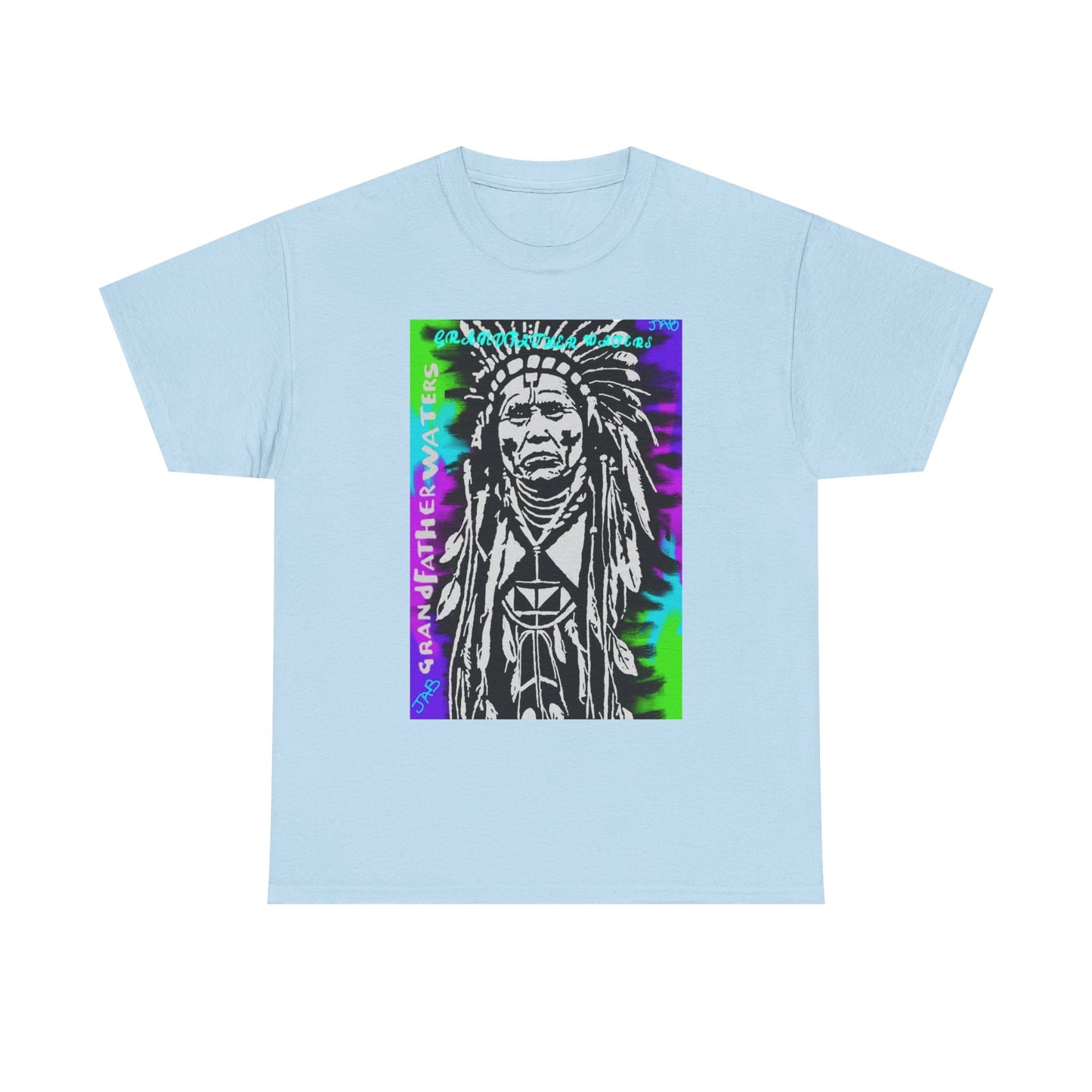 Graphic Tee — Psychedelic Native Chief Portrait T-Shirt Grandfather Waters