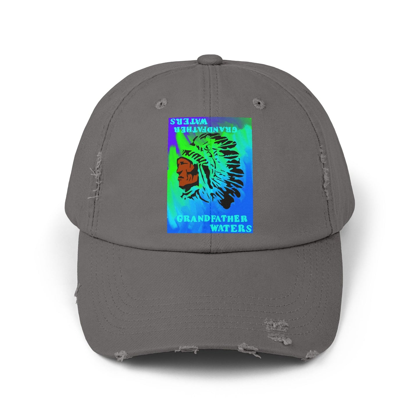 Distressed Cap — Vintage Native Chief 'Grandfather Waters' Tie-Dye Patch