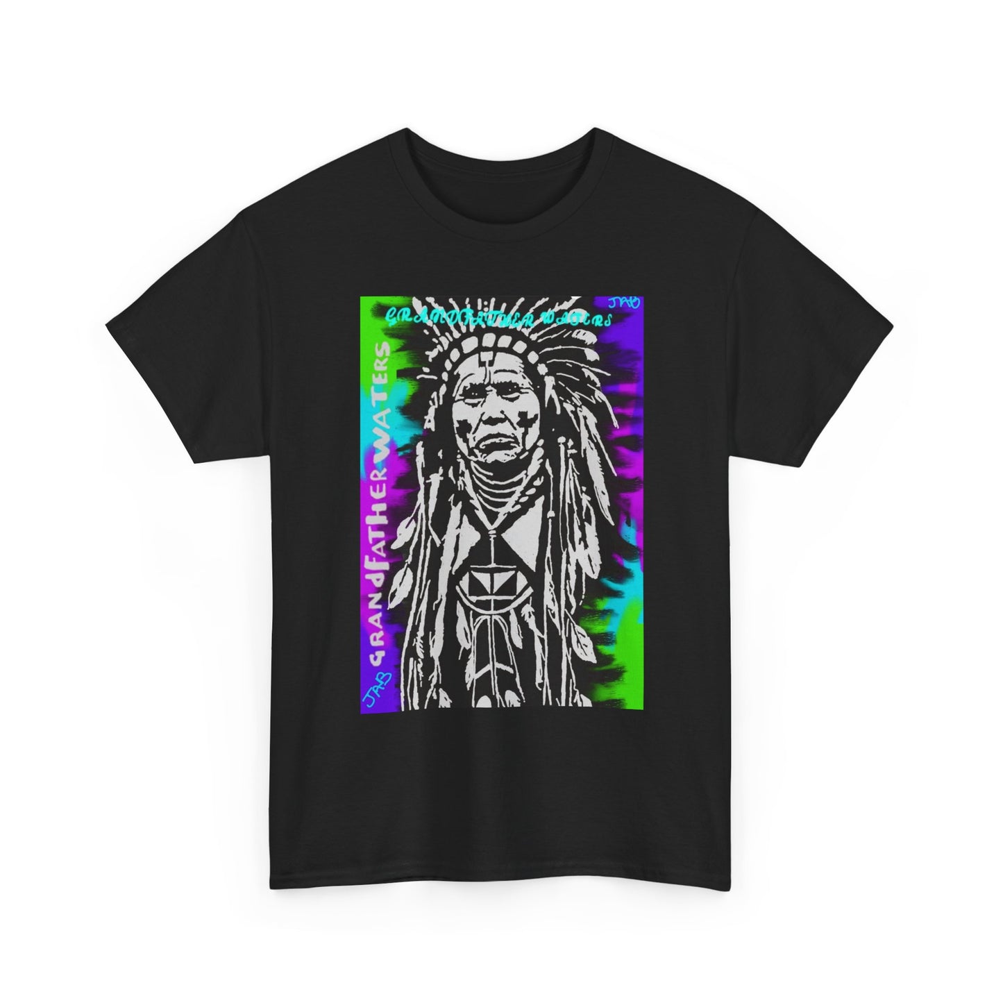 Graphic Tee — Psychedelic Native Chief Portrait T-Shirt Grandfather Waters