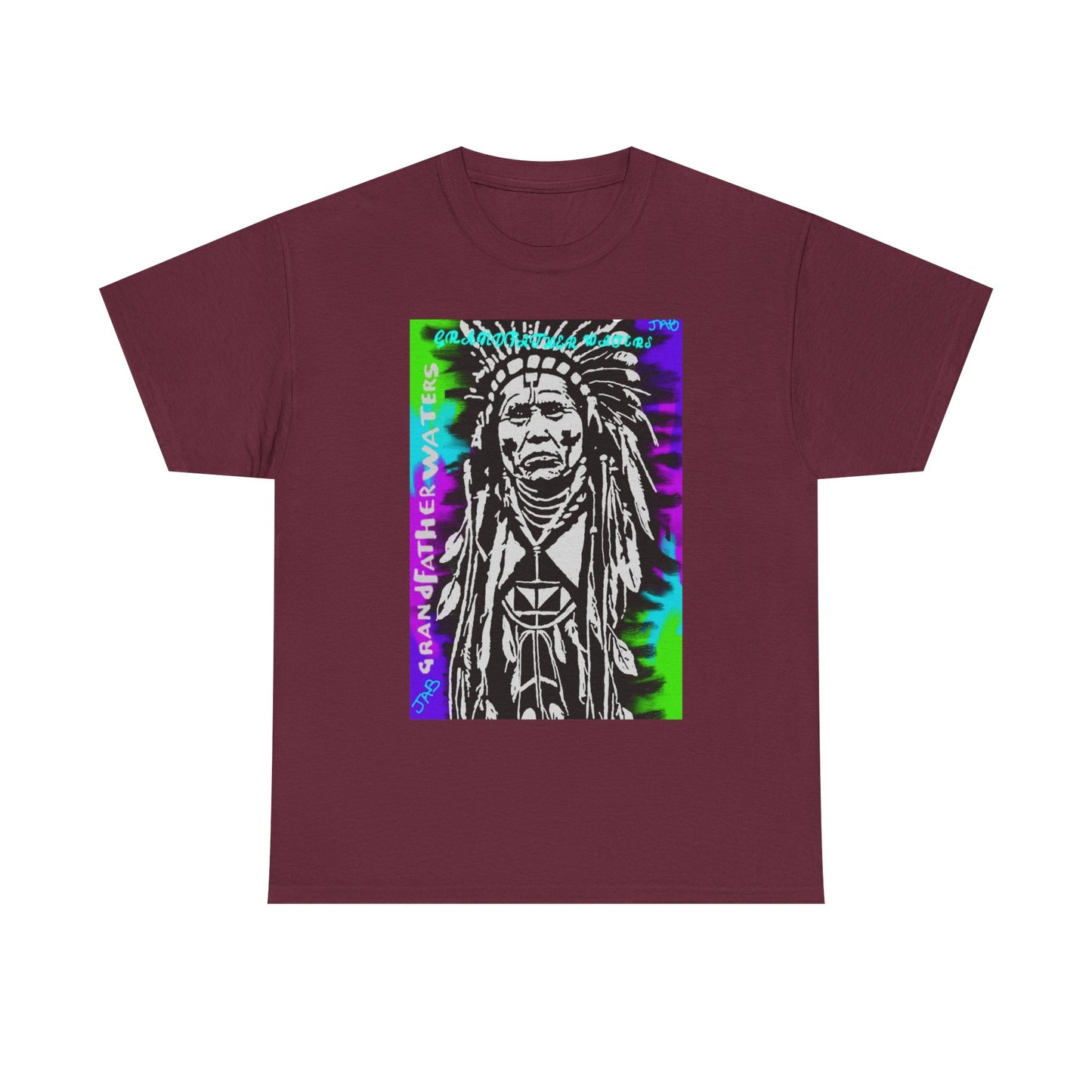 Graphic Tee — Psychedelic Native Chief Portrait T-Shirt Grandfather Waters