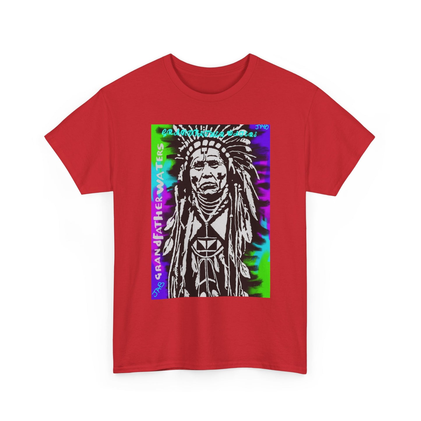 Graphic Tee — Psychedelic Native Chief Portrait T-Shirt Grandfather Waters