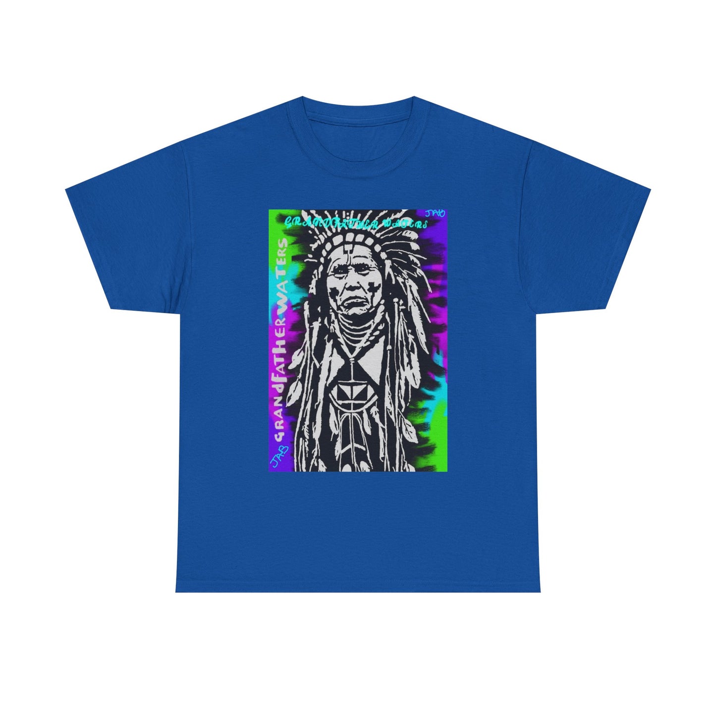 Graphic Tee — Psychedelic Native Chief Portrait T-Shirt Grandfather Waters
