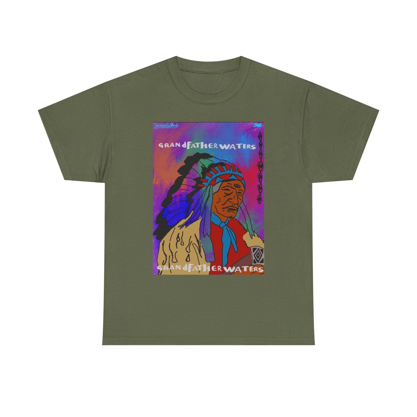 Graphic Tee — 'Grandfather Waters' Native Chief Portrait Art T-Shirt