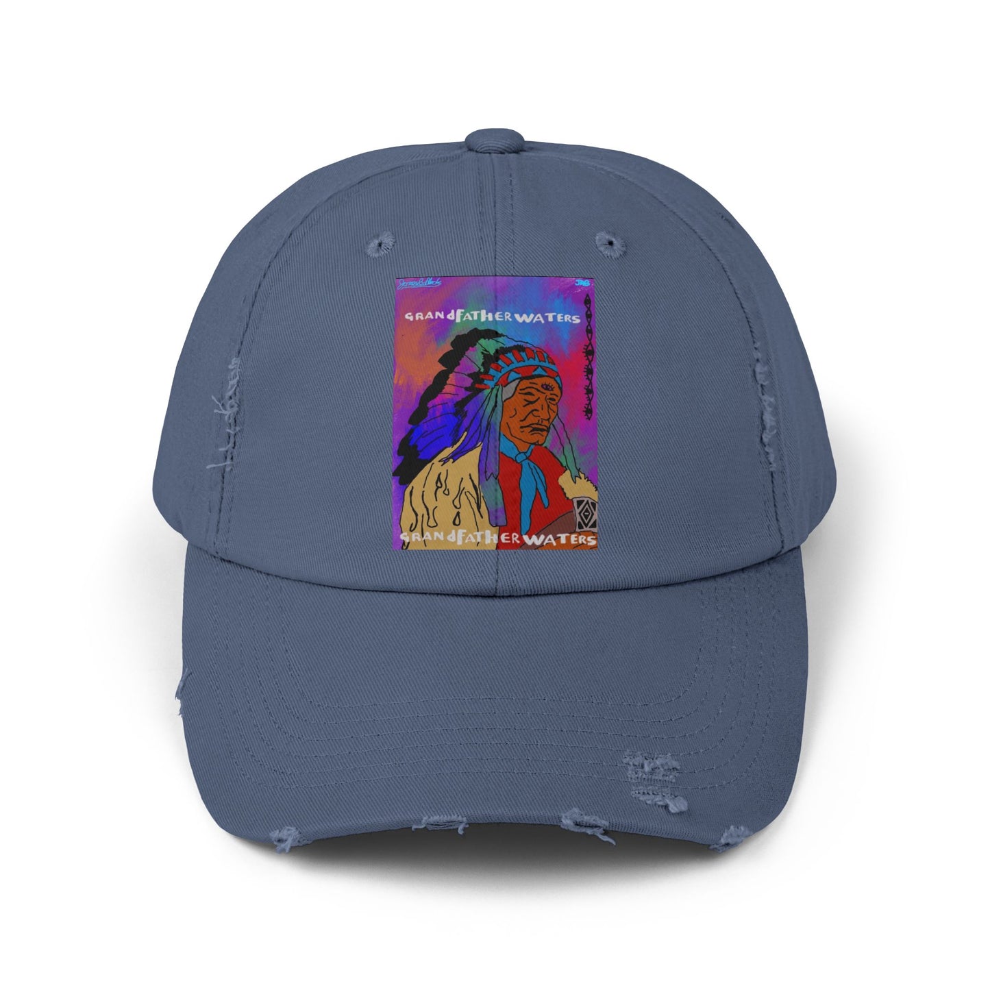 Distressed Baseball Cap — Colorful Native Chief Graphic