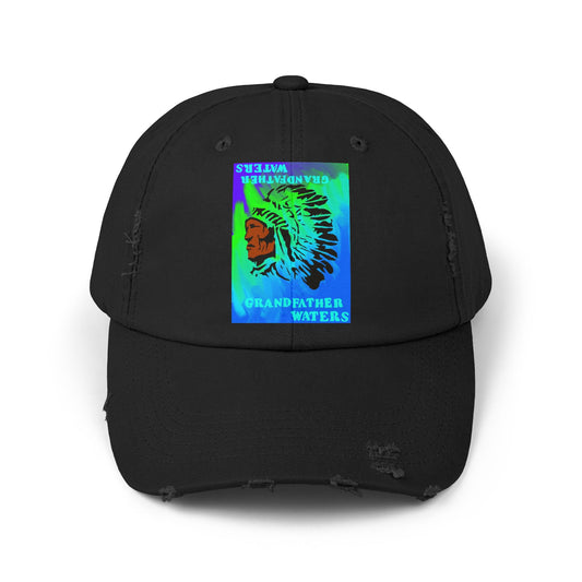 Distressed Cap — Vintage Native Chief 'Grandfather Waters' Tie-Dye Patch