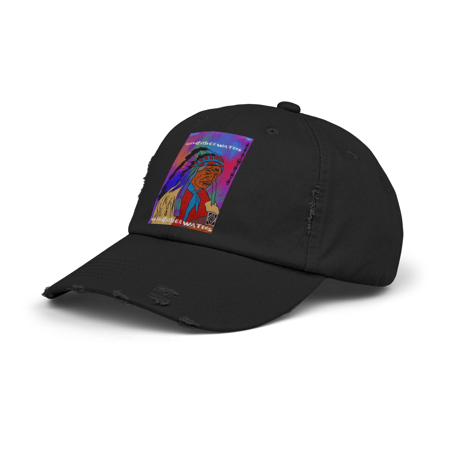 Distressed Baseball Cap — Colorful Native Chief Graphic