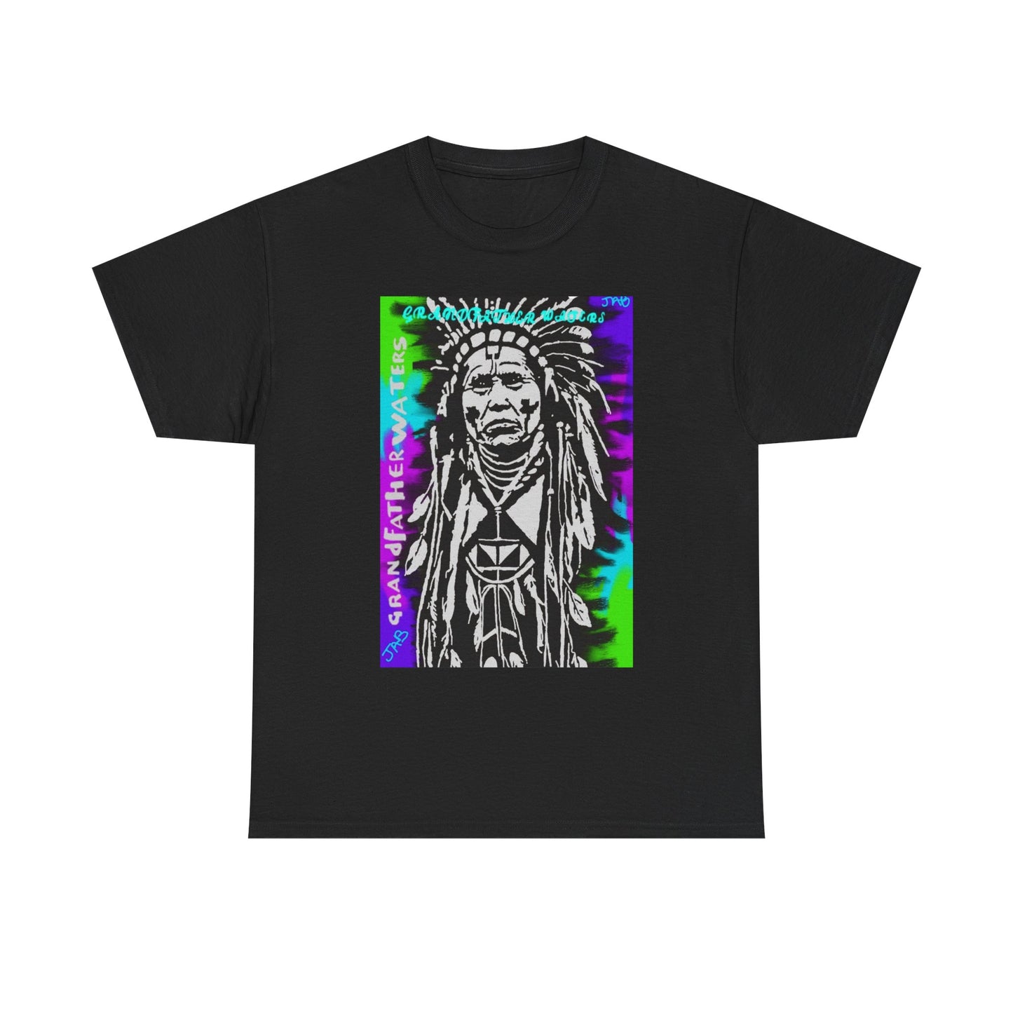 Graphic Tee — Psychedelic Native Chief Portrait T-Shirt Grandfather Waters
