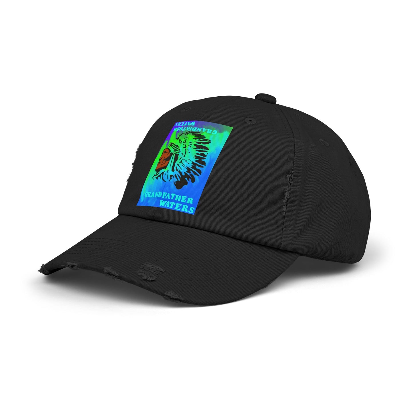 Distressed Cap — Vintage Native Chief 'Grandfather Waters' Tie-Dye Patch