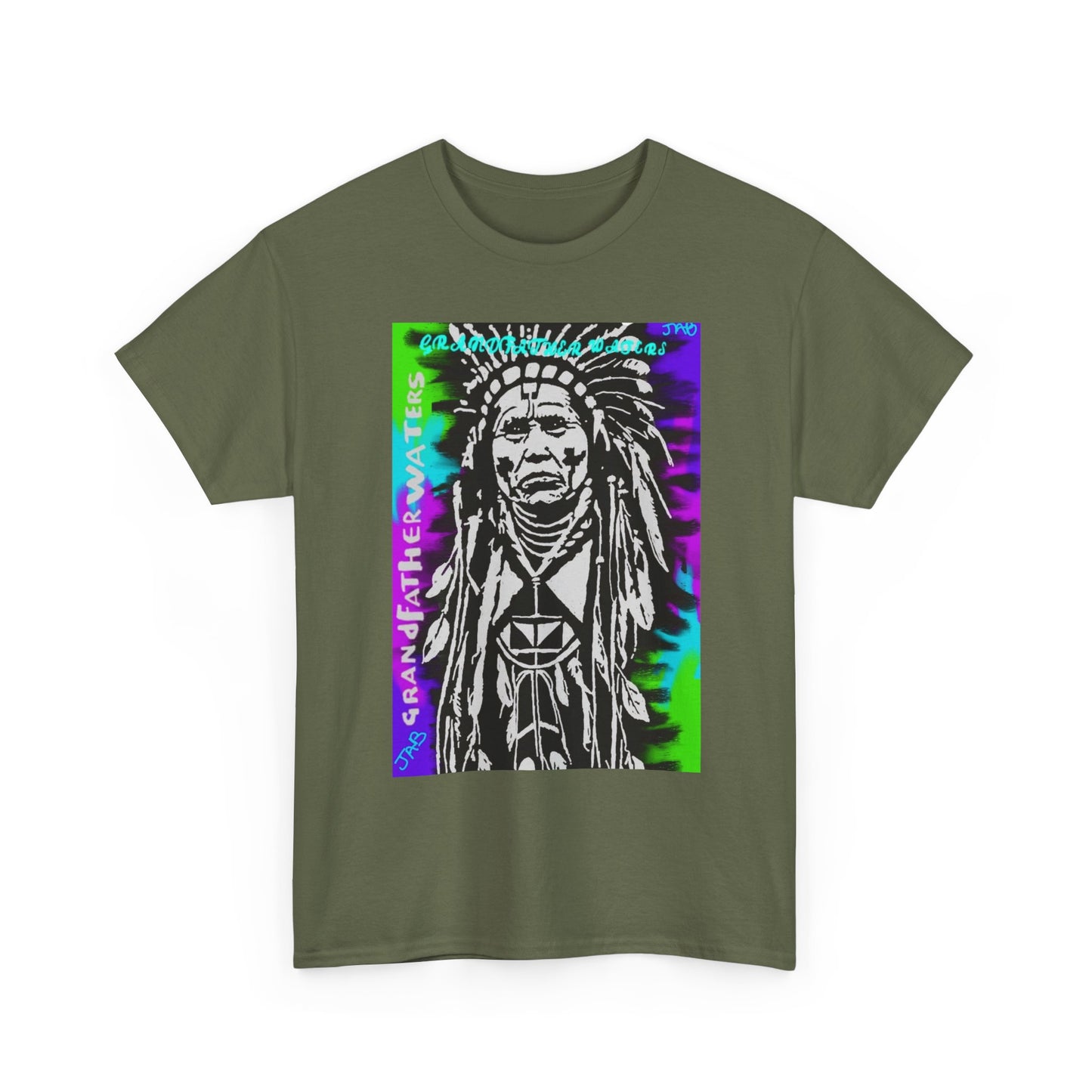 Graphic Tee — Psychedelic Native Chief Portrait T-Shirt Grandfather Waters
