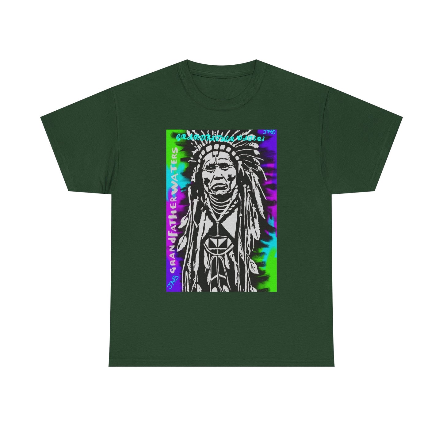 Graphic Tee — Psychedelic Native Chief Portrait T-Shirt Grandfather Waters