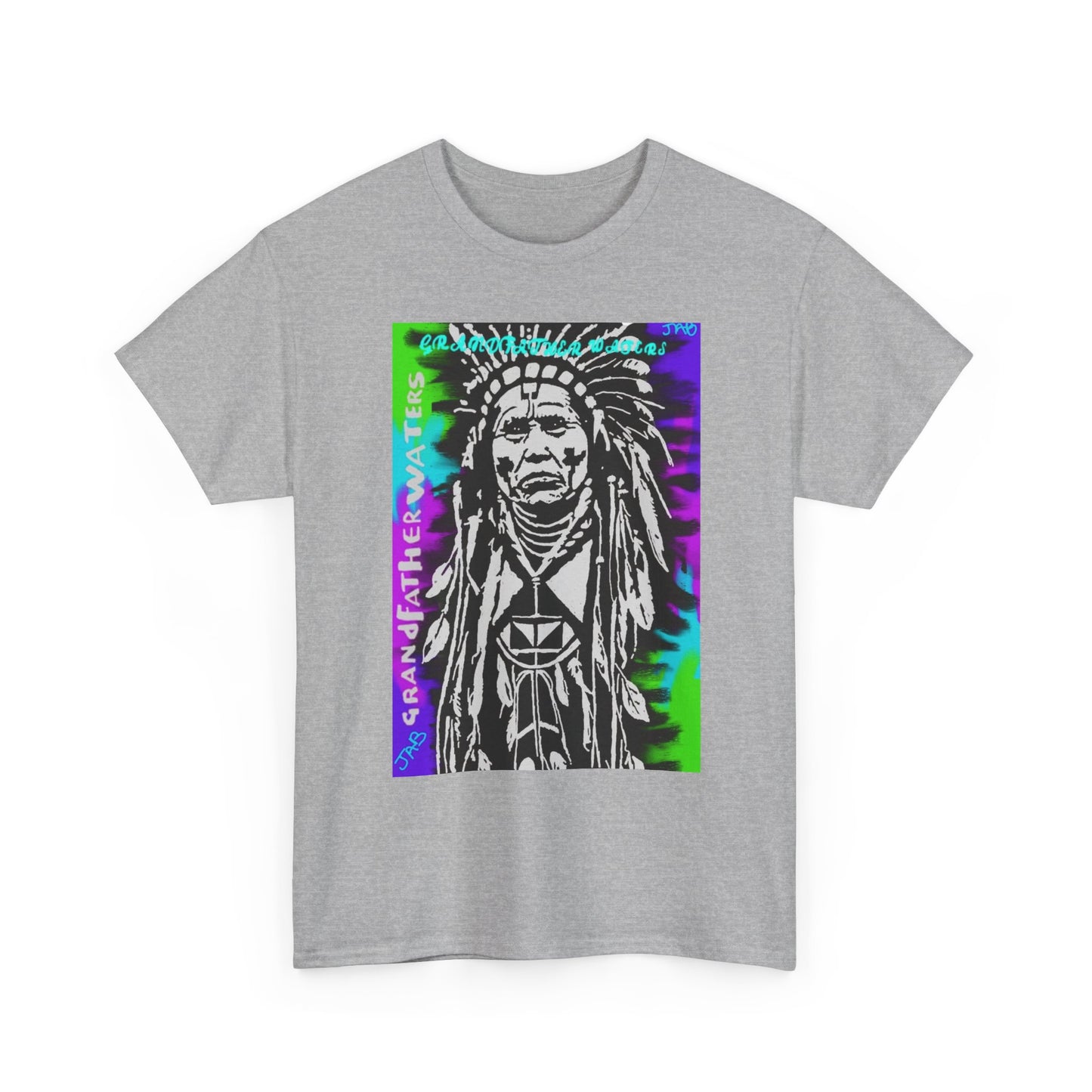 Graphic Tee — Psychedelic Native Chief Portrait T-Shirt Grandfather Waters