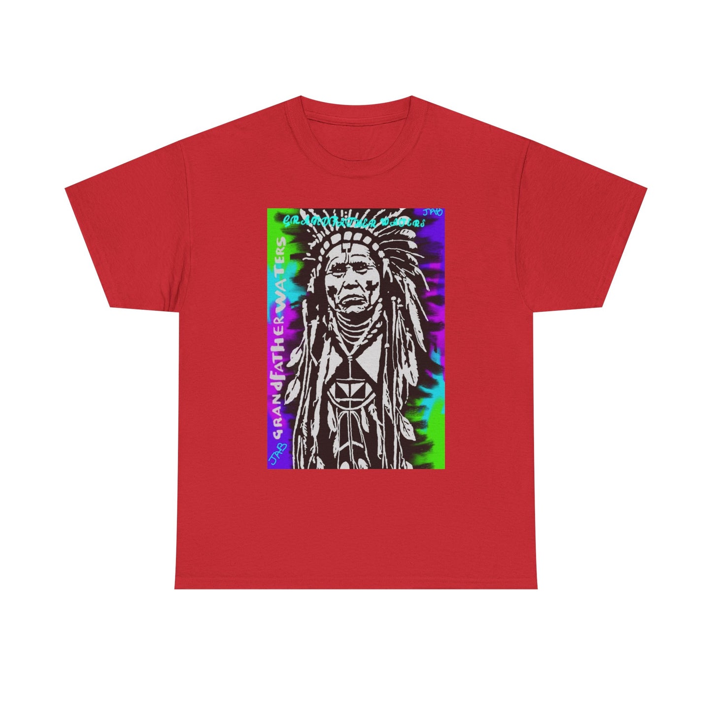 Graphic Tee — Psychedelic Native Chief Portrait T-Shirt Grandfather Waters