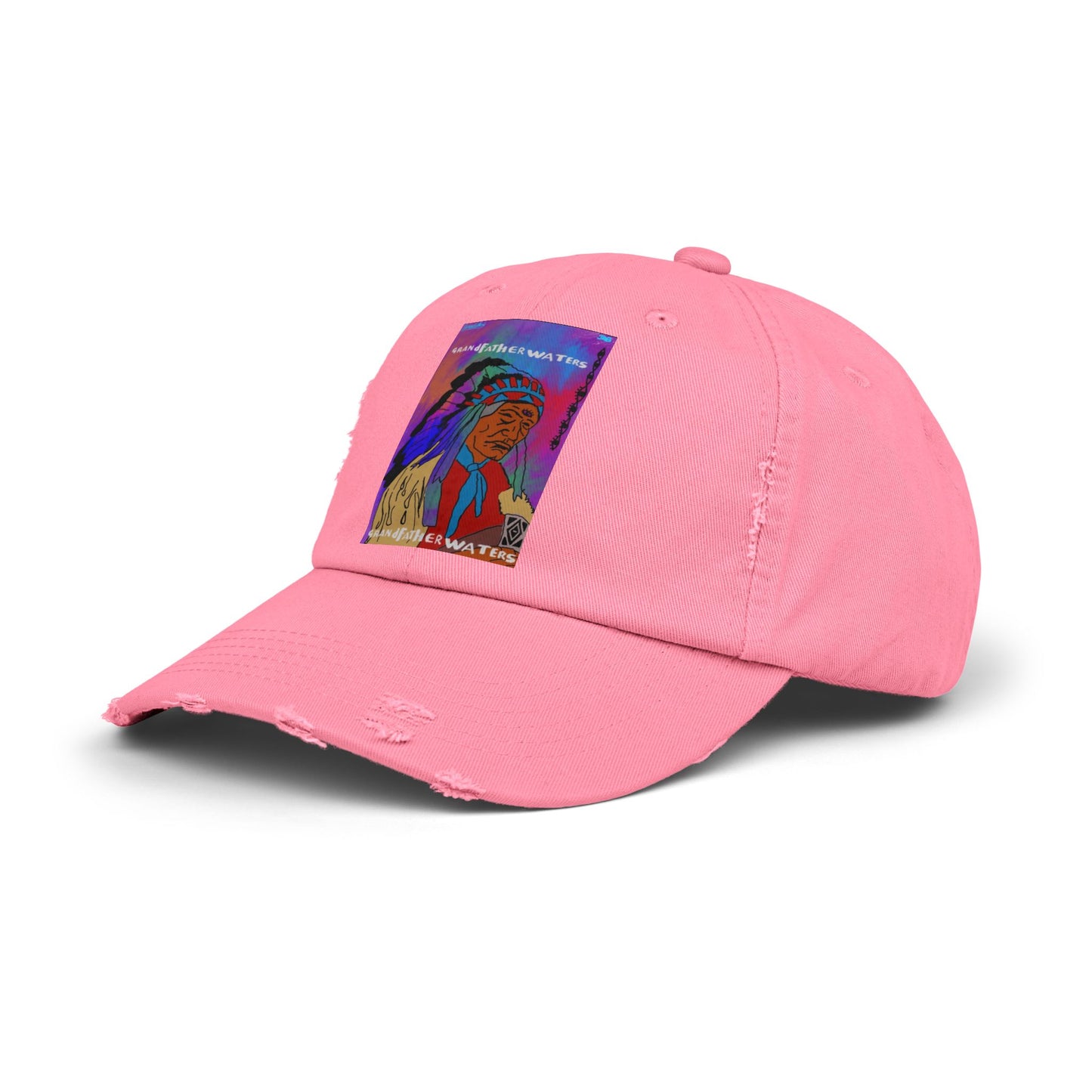 Distressed Baseball Cap — Colorful Native Chief Graphic
