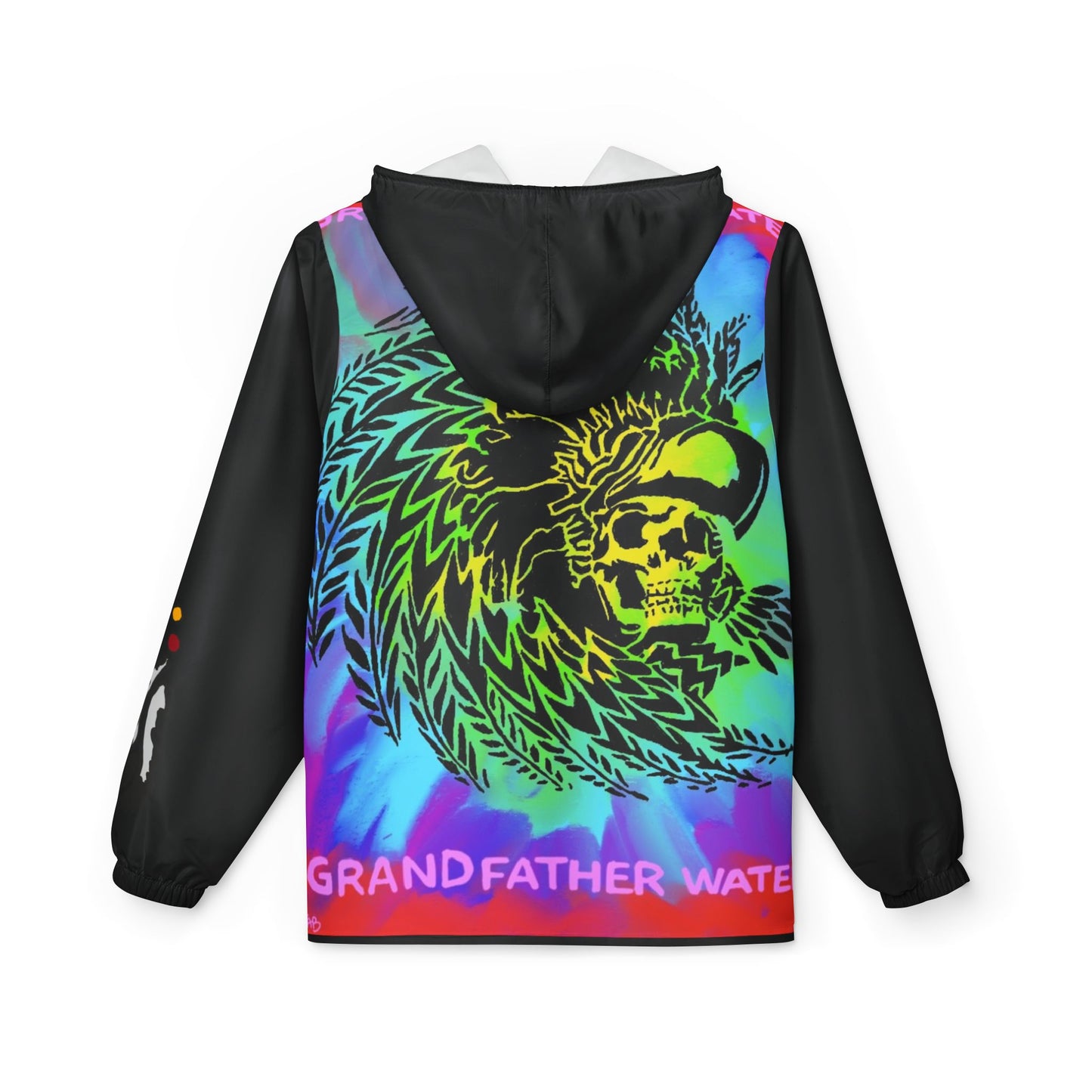 Tie-Dye Skull Windbreaker Jacket – ‘Grandfather Water’ Graphic Hooded Shell