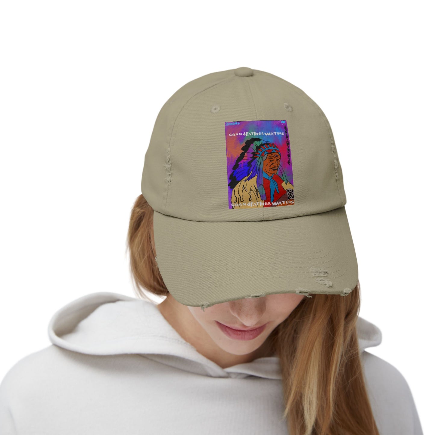 Distressed Baseball Cap — Colorful Native Chief Graphic