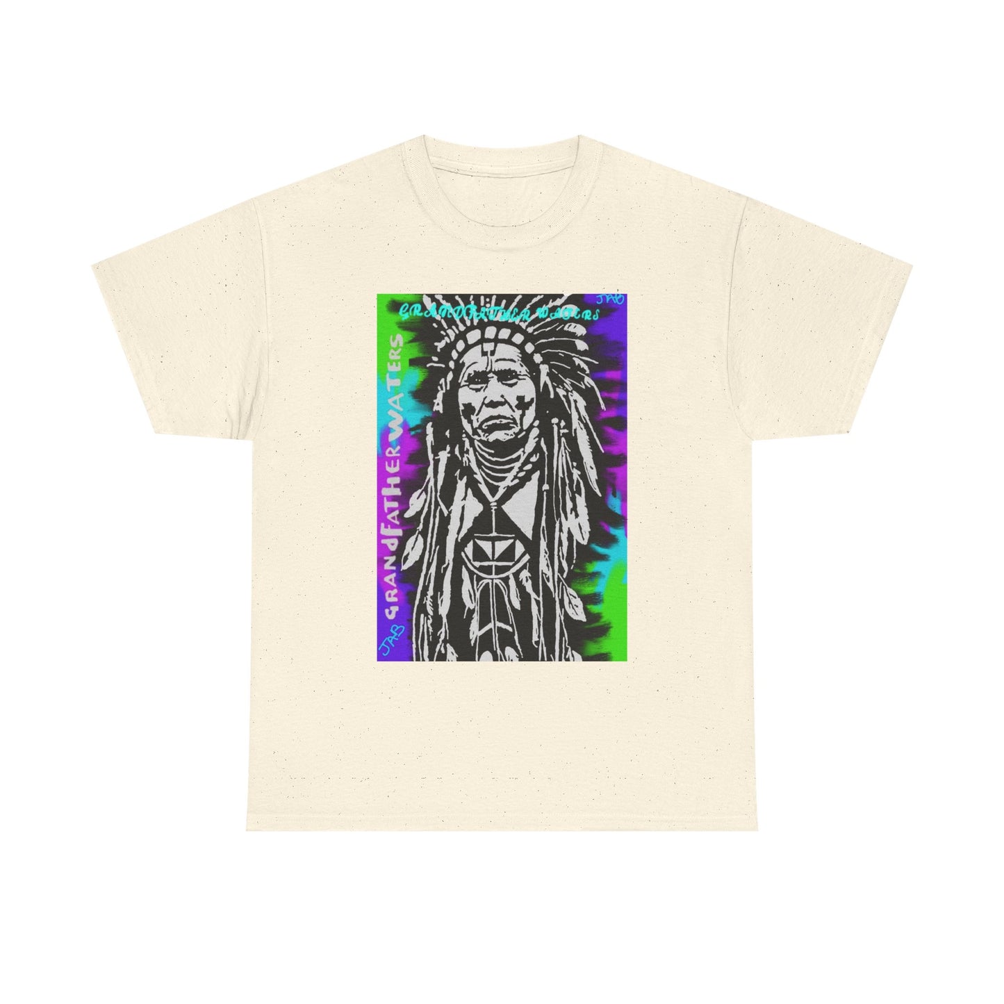 Graphic Tee — Psychedelic Native Chief Portrait T-Shirt Grandfather Waters