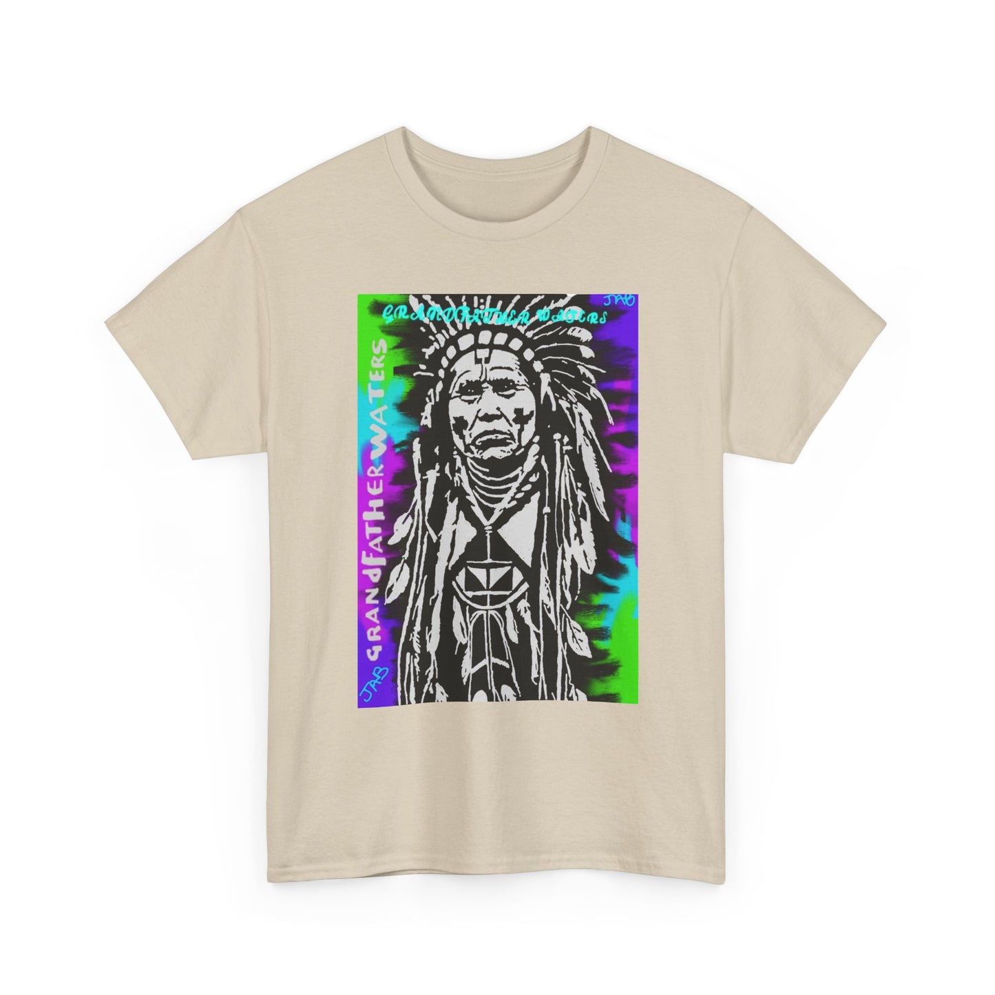 Graphic Tee — Psychedelic Native Chief Portrait T-Shirt Grandfather Waters